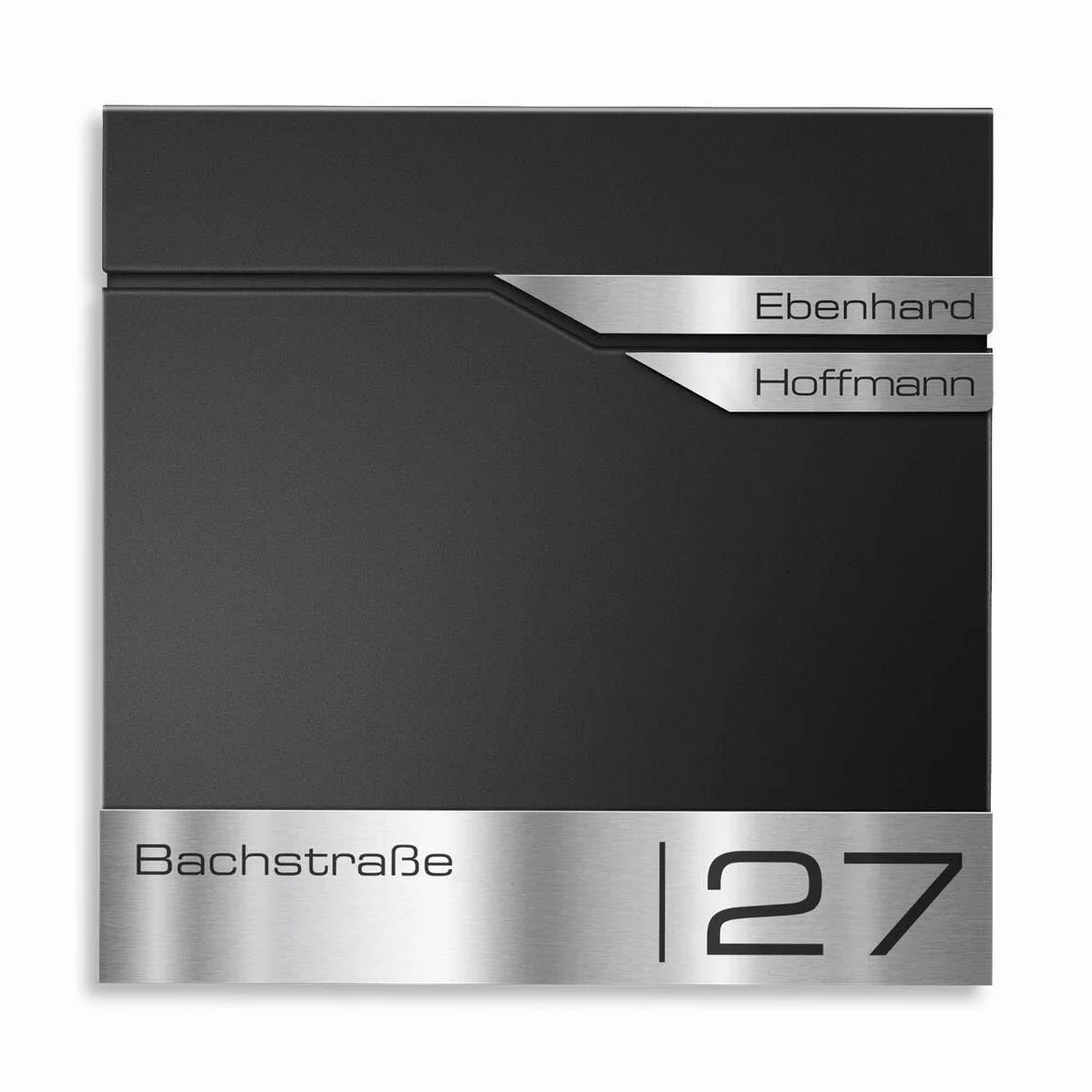 Metzler Buzón Negro para 2 Partes con Compartimento para periódicos y número de casa – Buzón de Pared con Dos Etiquetas de Nombre, Grabado láser, Resistente al Agua e Inoxidable | Albrecht