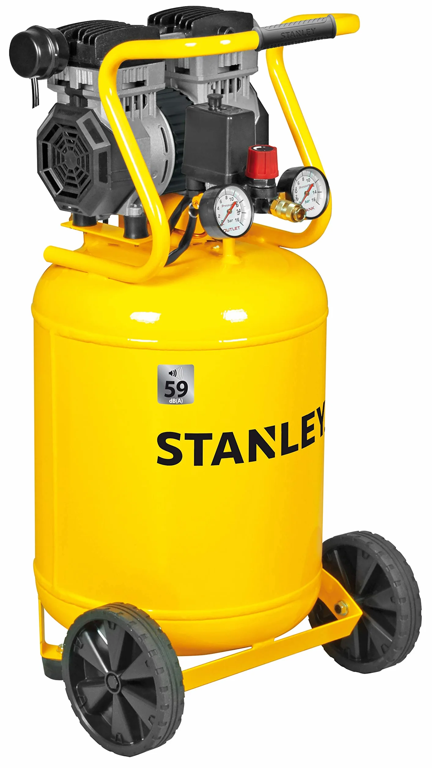 Stanley SXCMS1350VE Compresor Muy silencioso, 50 litros, Amarillo