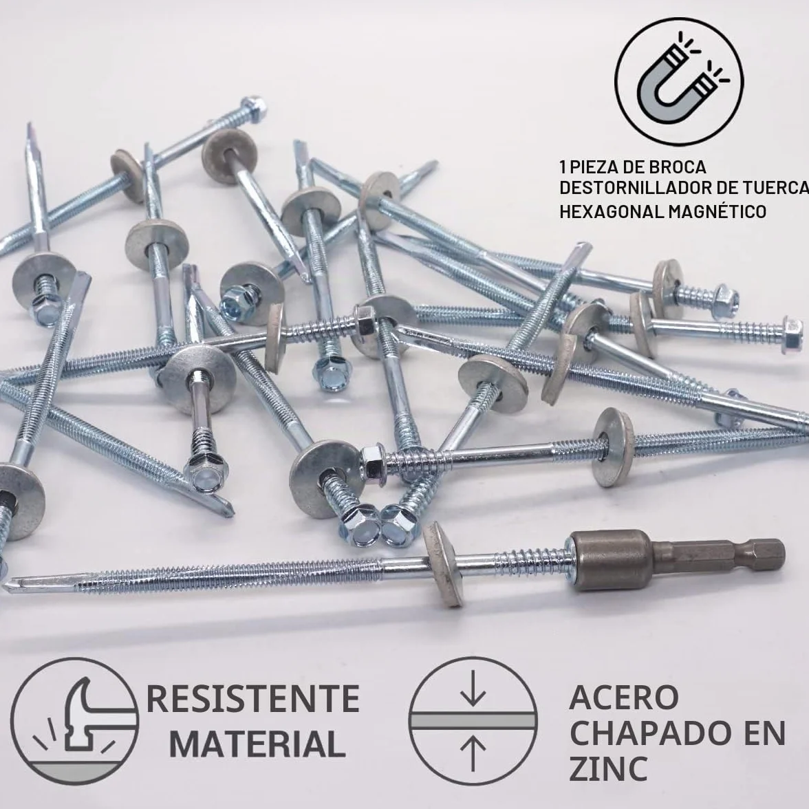 SKIR'CO Tornillos autoperforantes de 5,5 x 120 mm con arandelas EPDM para paneles sándwich, cabeza hexagonal (30 piezas)