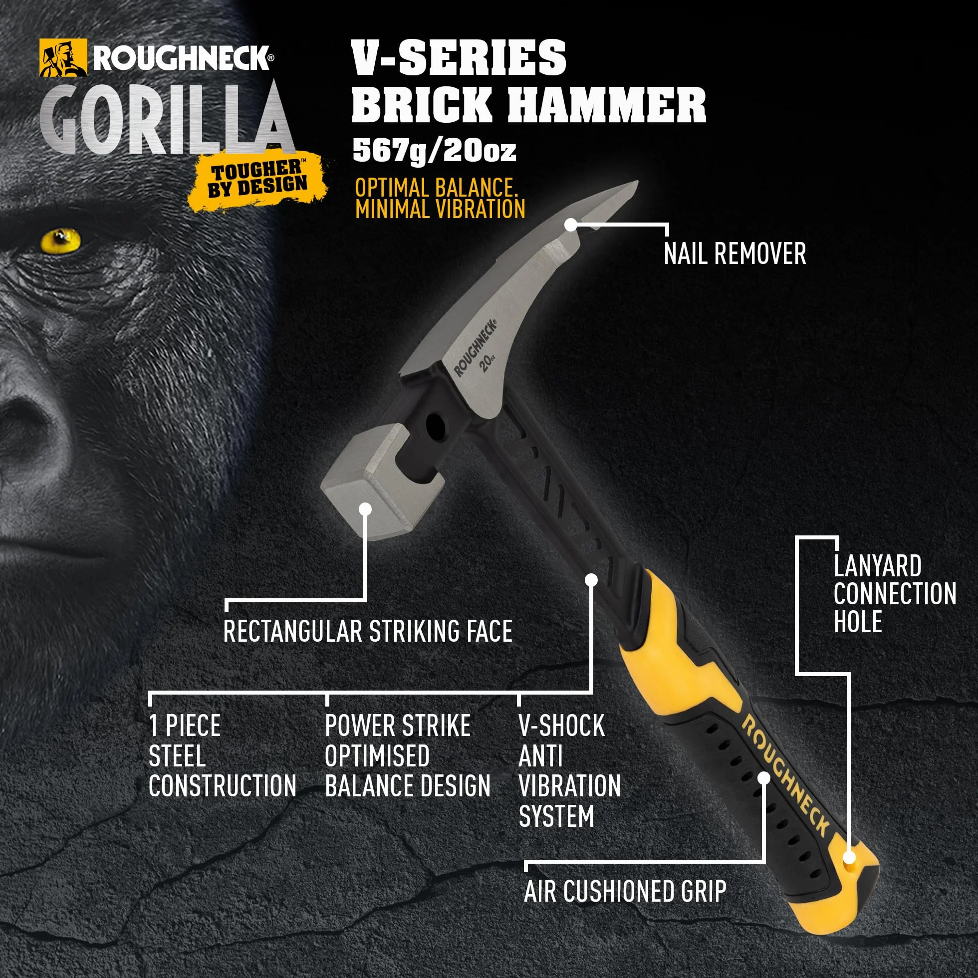 Roughneck® Gorilla V-Serie Ziegelhammer, 567 g
