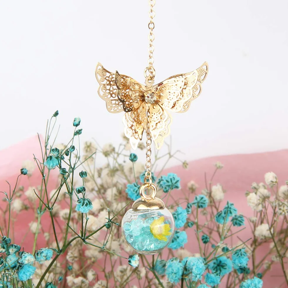 Marcapáginas de Plumas de Metal con Mariposa 3D y Perlas de Vidrio