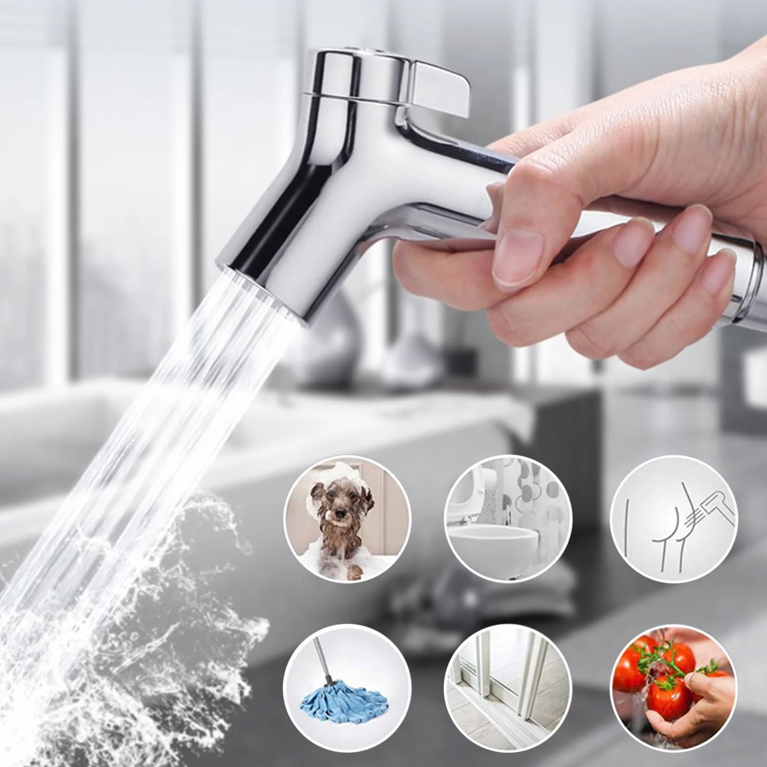 Pulverizador de Bidé de Mano Ajustable Portátil Kit Ducha de Bidet para Baño