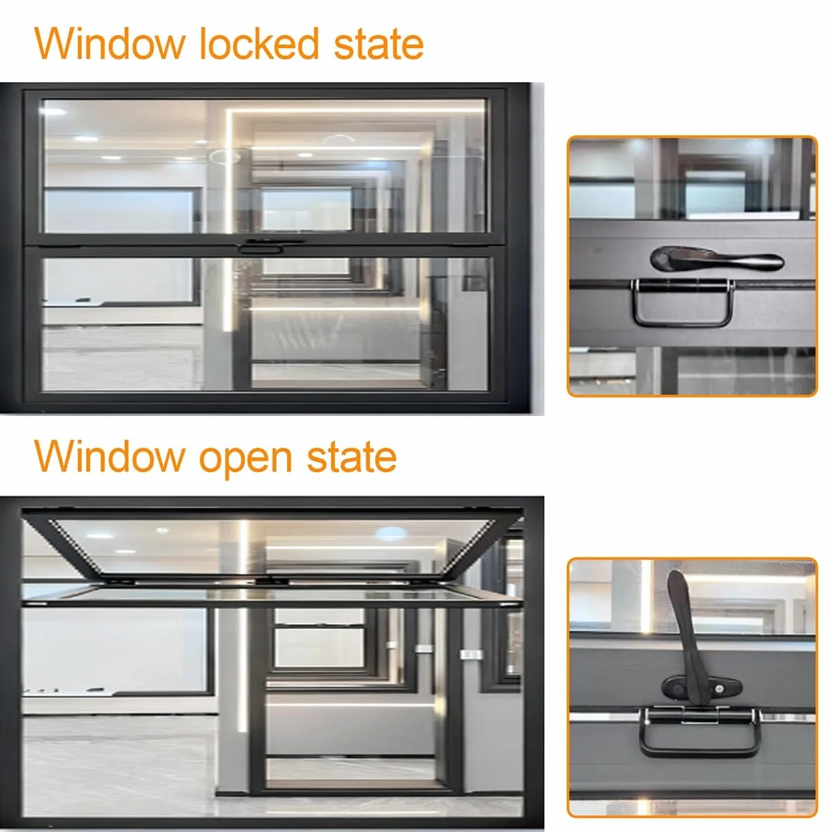 Ventana Plegable Interior de Doble Guillotina - Marco de Aleación de Aluminio, Vidrio Reforzado y Cerraduras. Personalizable para Casas Móviles y Uso Comercial.(WxH 44x40in/111.7x101.6cm)