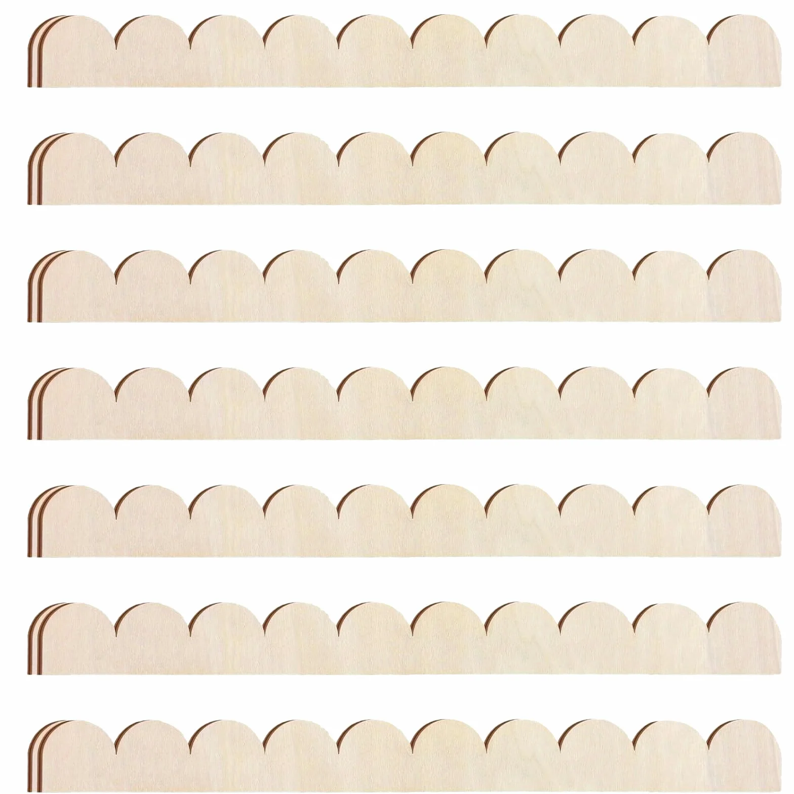 Listones de madera decorativos sin barnizar 40x4 cm con borde festoneado para DIY