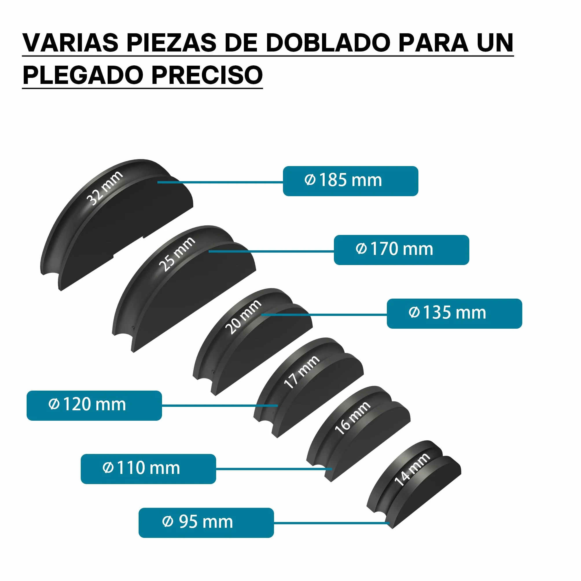 Wiltec Curvadora manual de tubos, para diámetros de 14-32 mm y radios de curvado hasta 90°, dobladora a mano para tuberías de aluminio, cobre y plástico, máquina curvatubos
