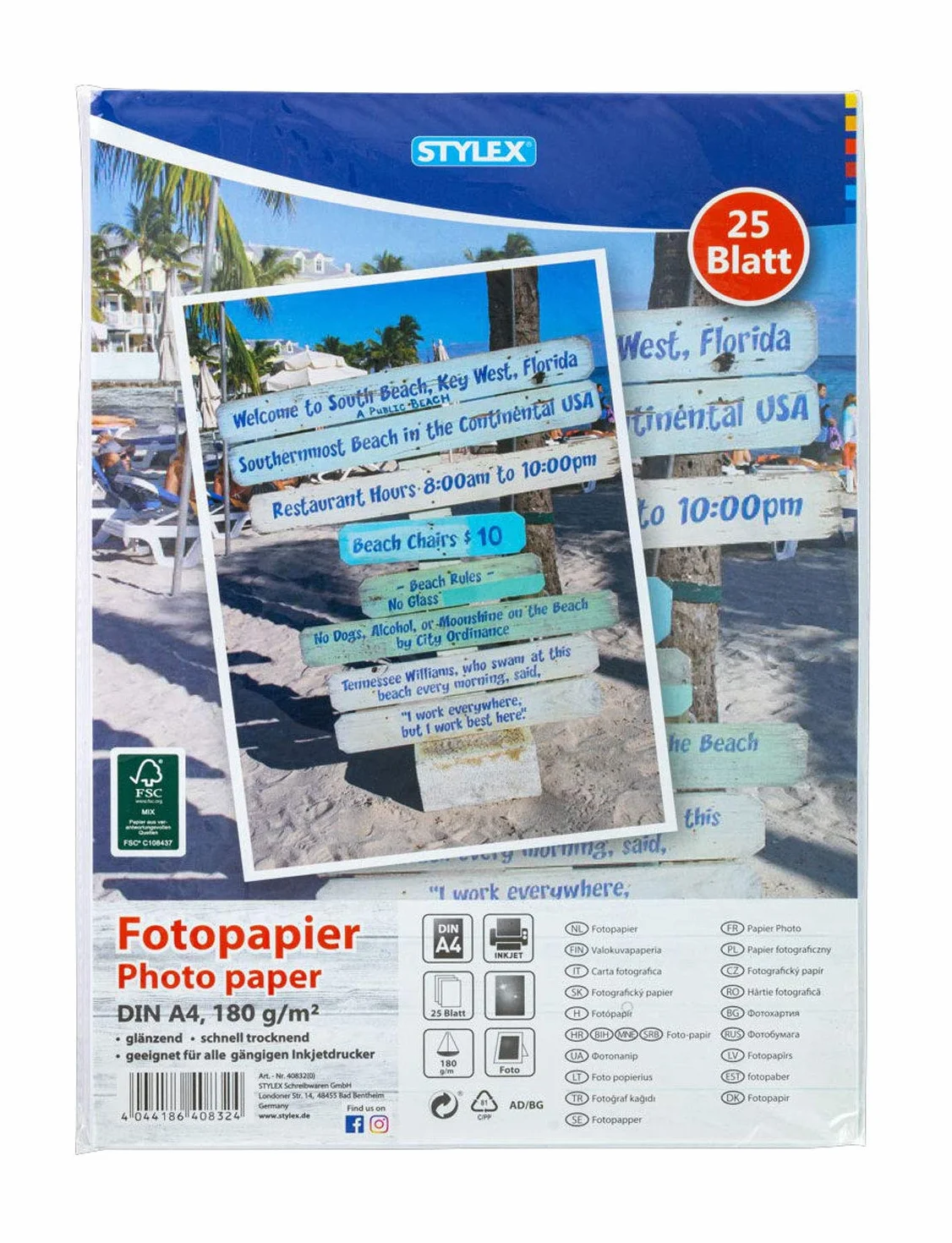 Stylex Papel fotográfico A4 180 g/m² brillante 25 hojas