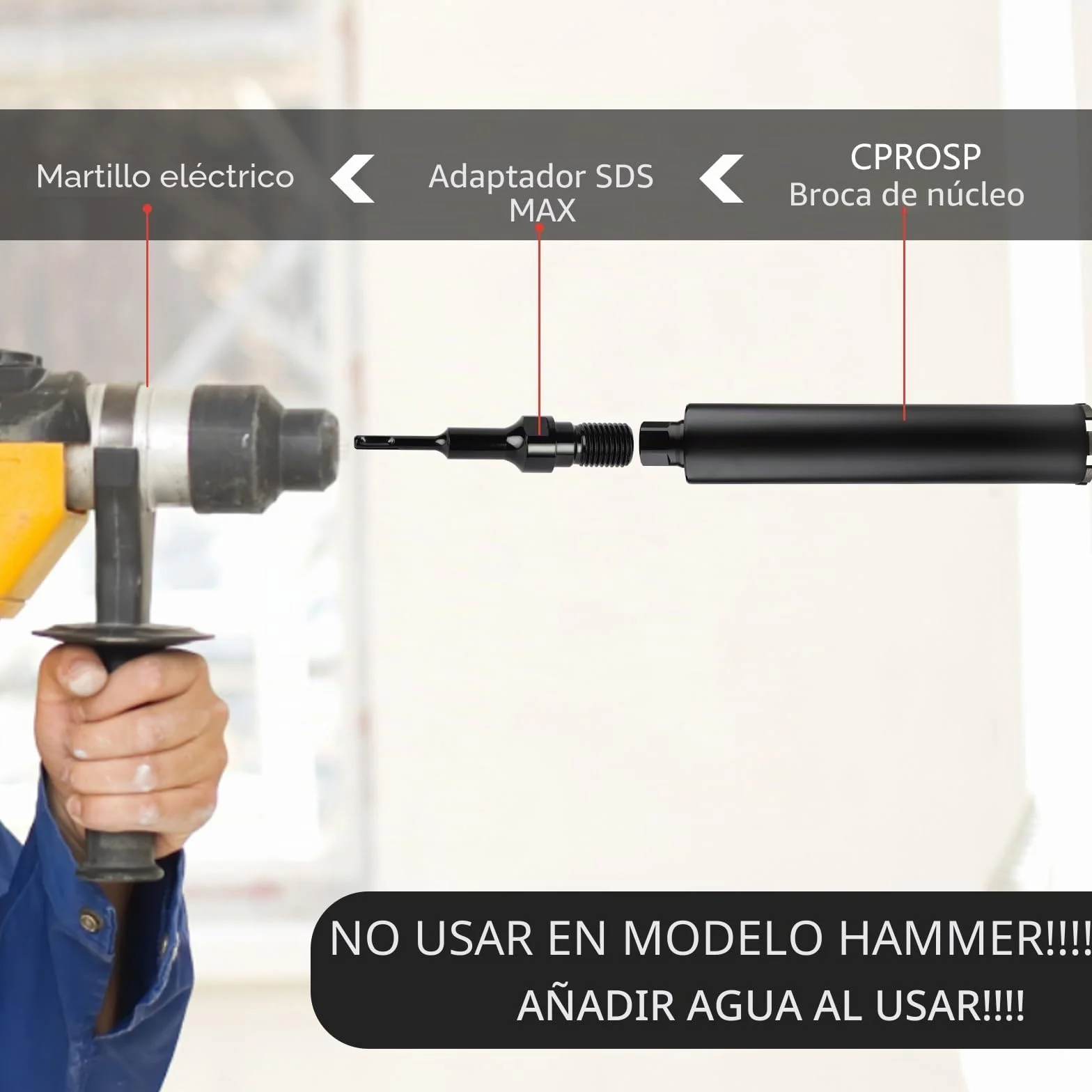 CPROSP - Corona de diamante para zanahoria (diámetro 68 mm, 1 ¼ de pulgada UNC con adaptador SDS PLUS, L 420 mm, para zanahorias en hormigón, hormigón armado, mampostería y piedra