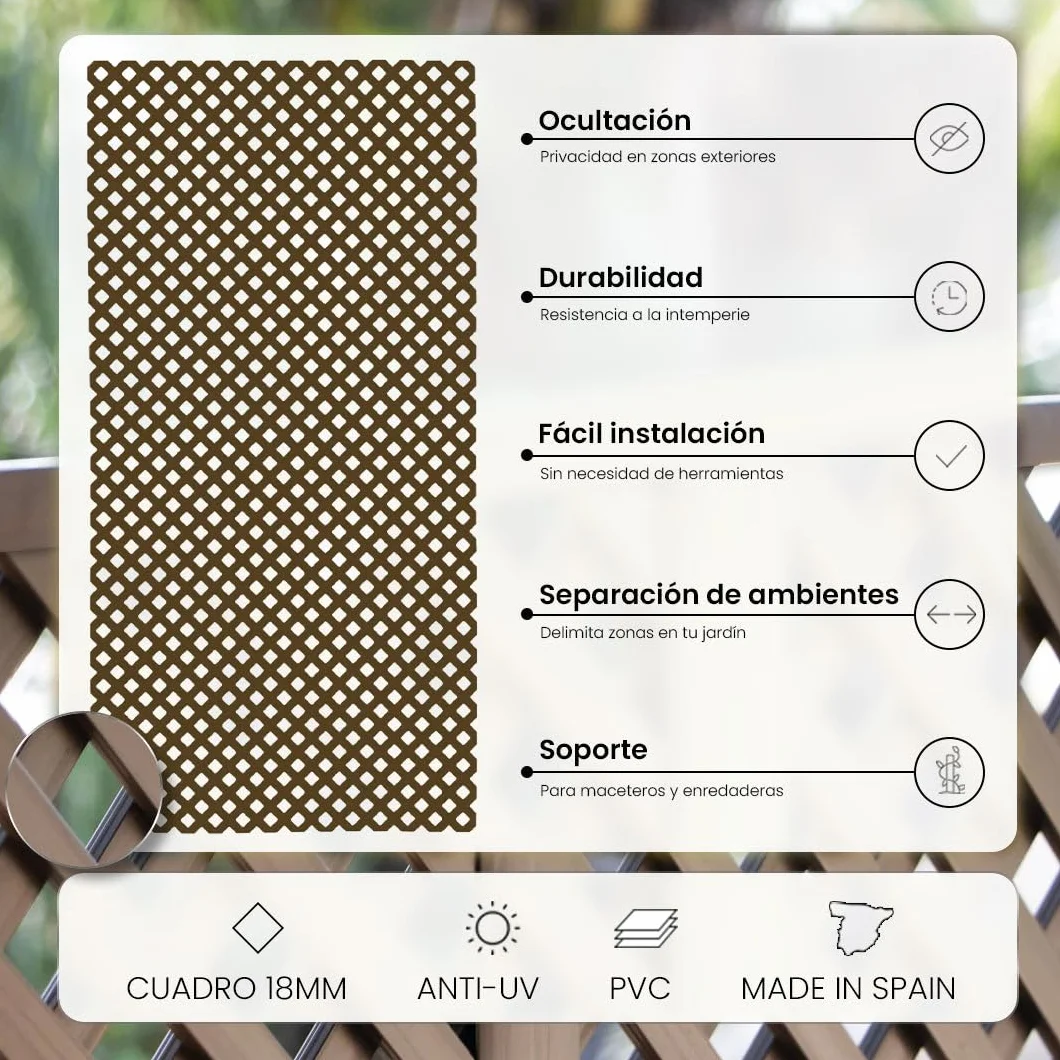 Pack INSTALACIÓN Horizontal 2 CELOSÍAS PVC 18 MM MARRÓN con PERFILES Y UNIÓN 1X2 M
