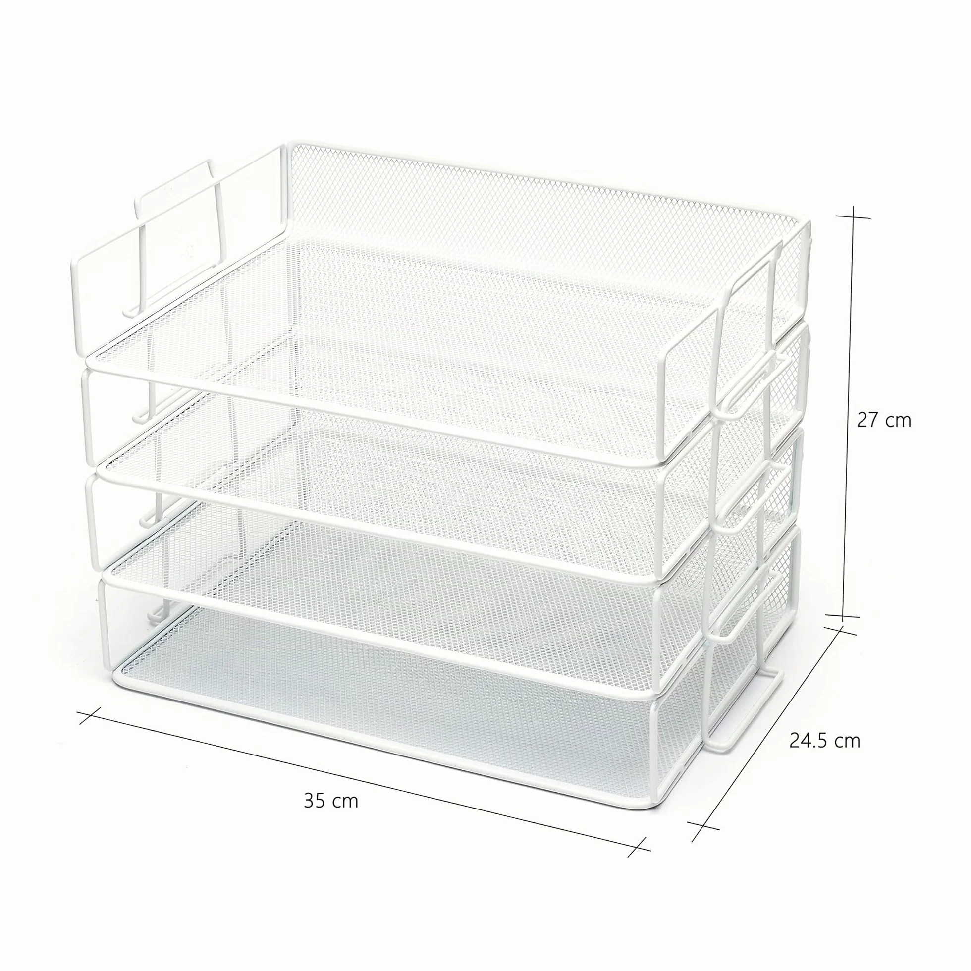 Exerz Clasificador de Papel 4 Niveles Bandejas de Escritorio Apilable Blanco