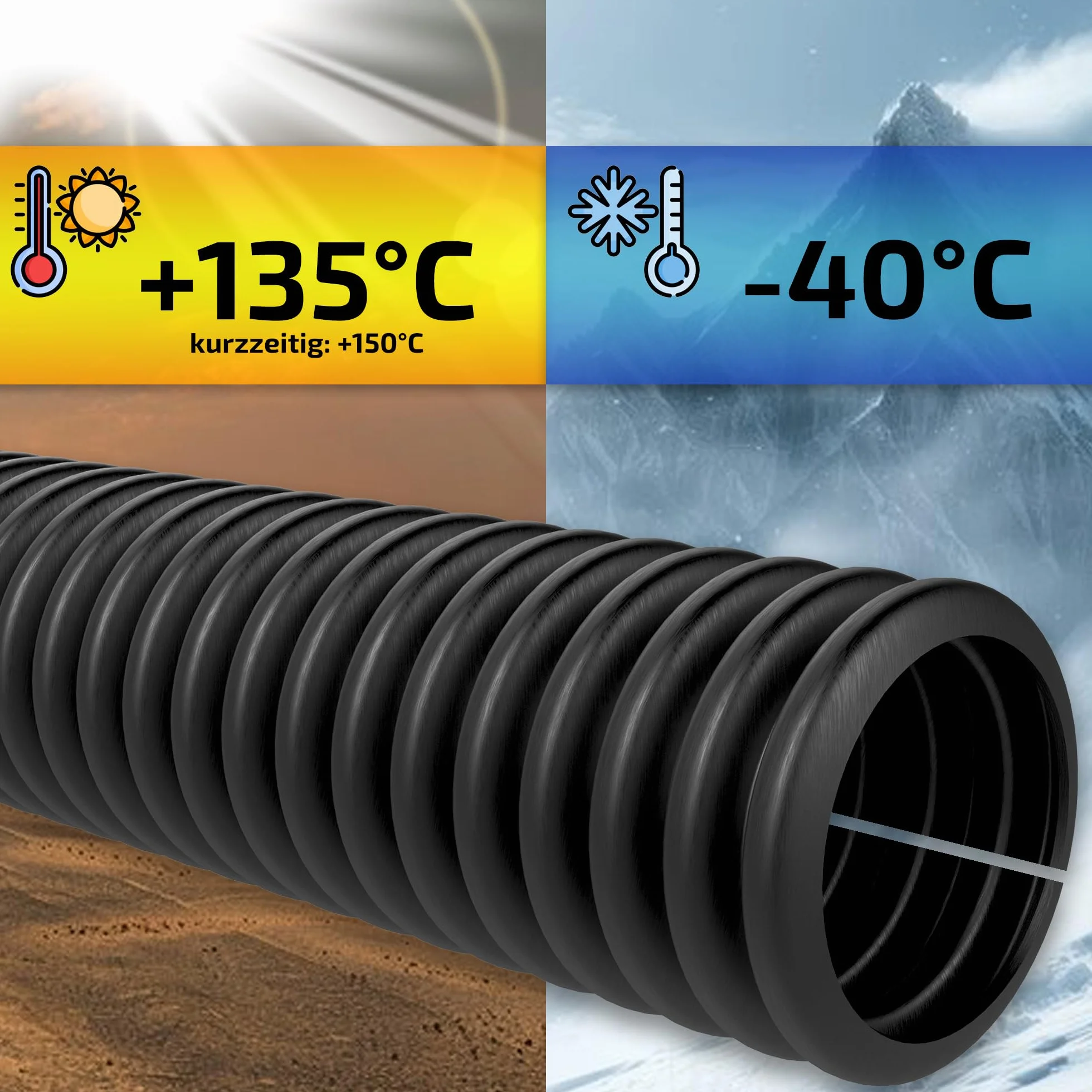Tubo corrugado para protección de cables y protección contra martas, resistente a los rayos UV, flexible, flexible, tubo aislante, para protección de cables y protección contra martas (ranuradas), NW