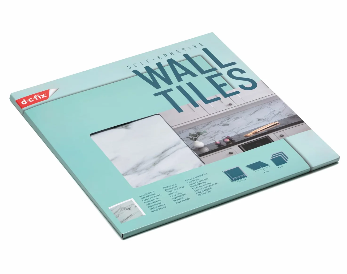 d-c-fix 6 vinilos azulejos adhesivos de pared Mármol premium 30x30 cm - impermeable y lavable - paneles decorativos pegatinas baldosas decoración revestimiento PVC - para baño, cocina