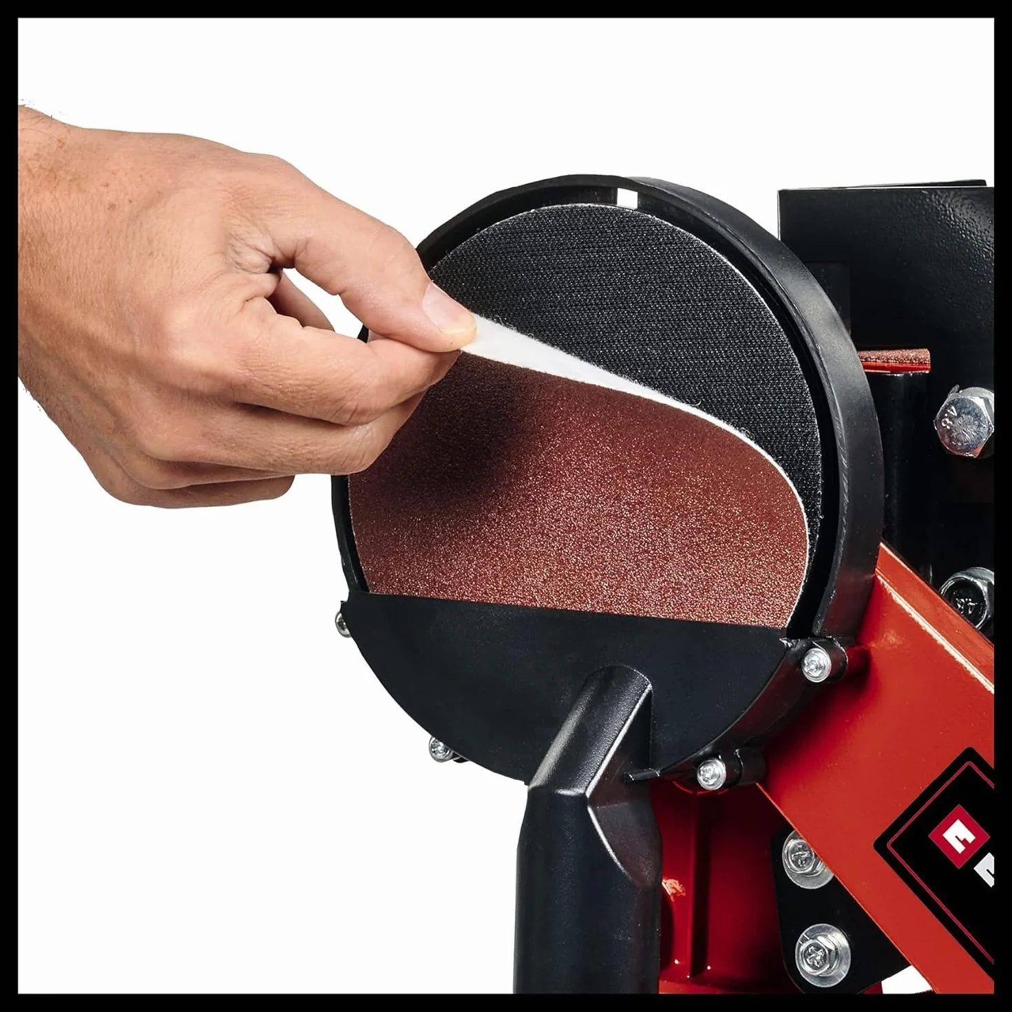 Einhell Esmeriladora de disco y banda vertical TC-US 380 (380 W, vel. de banda de lijado 292 m/min, disco de lijado vel. 1450 min-1, incl. 1 banda de lijado K80 y 1 papel de lija de disco K 80)