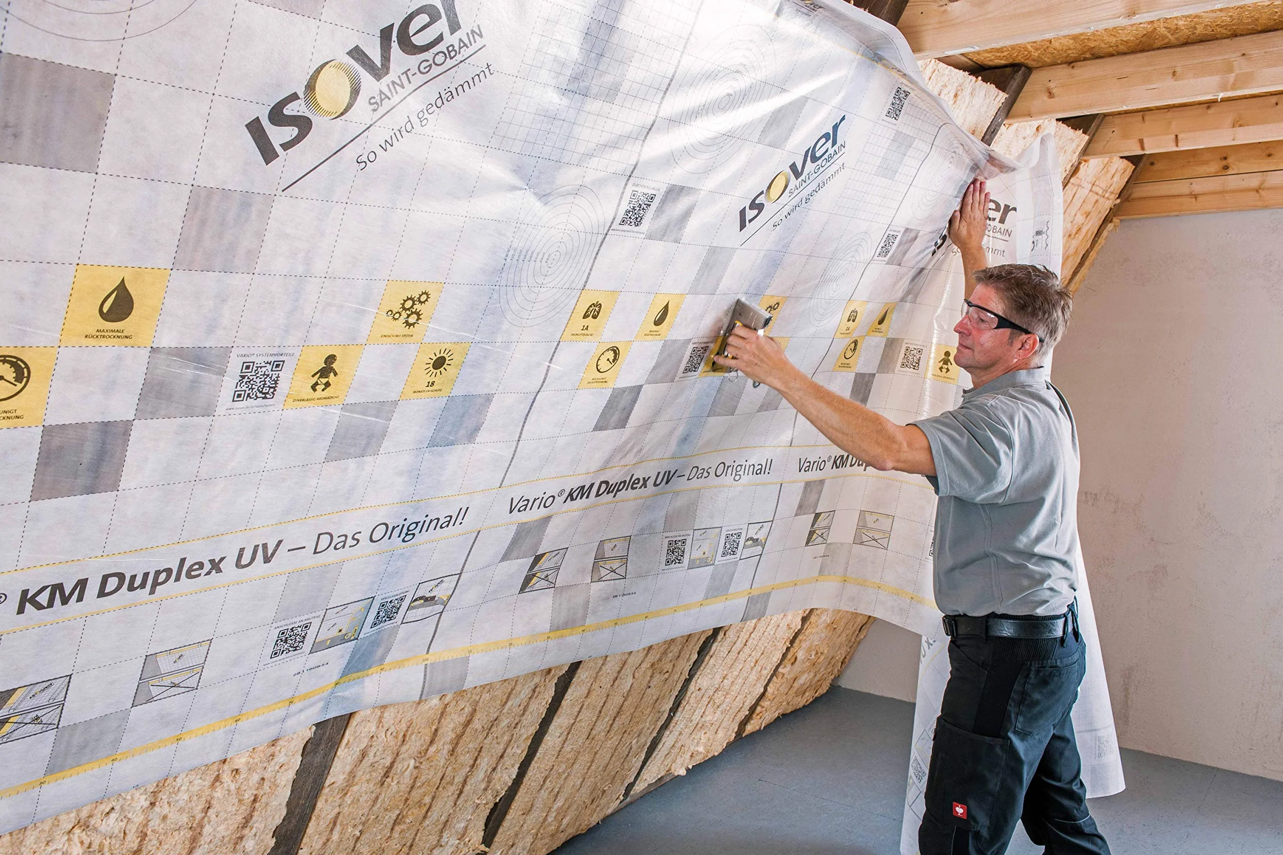 Isover 561975 Vario KM Duplex UV - Membrana climática (1,5 m x 50 m para 75 m²), multicolor