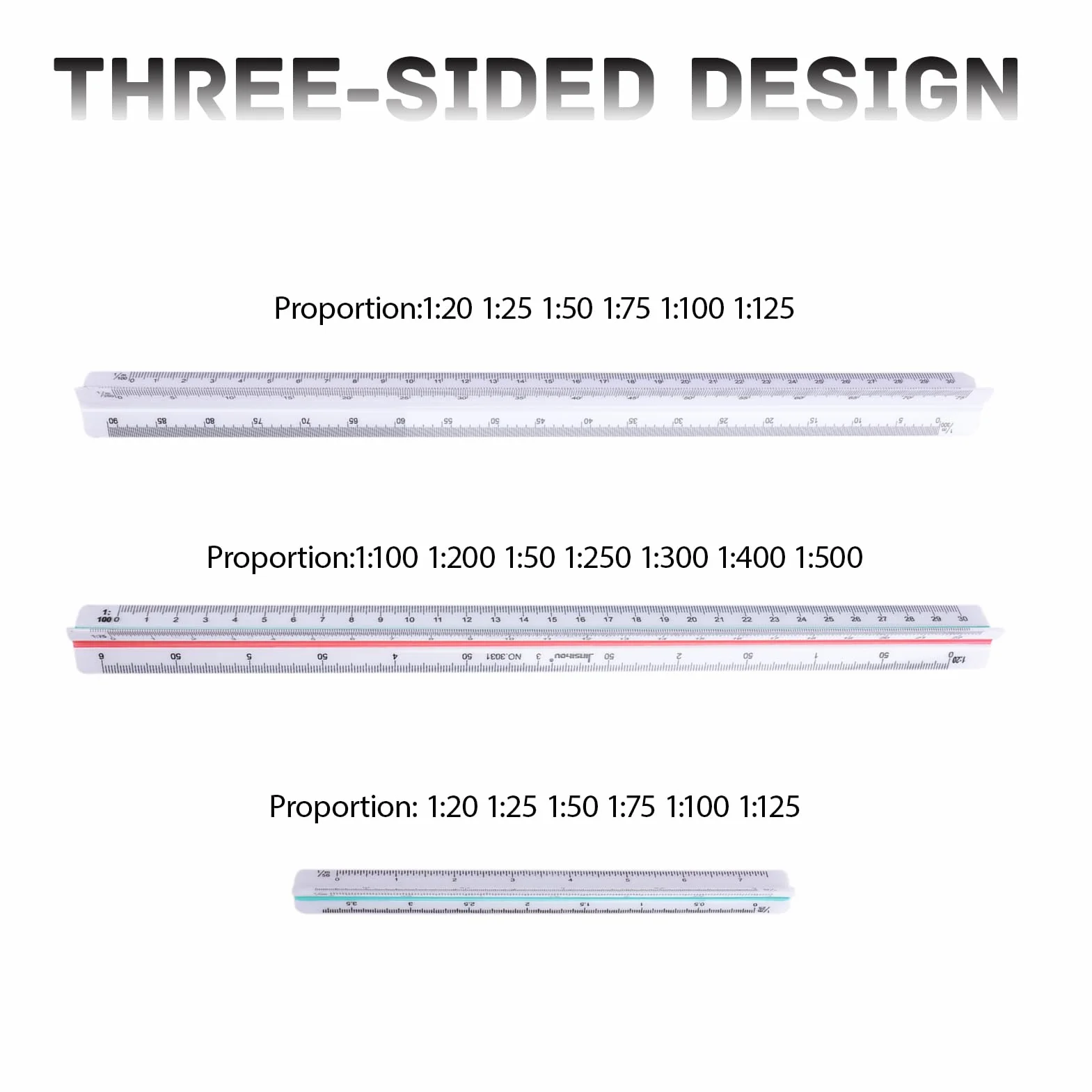 Regla de Escala de Plástico 30 cm Escalimetro con Grabado Láser 1:20 1:25 1:50 1:75 1:100 1:125 1:200 1:250 1:300 1:400 1:500 para Arquitectos Ingenieros