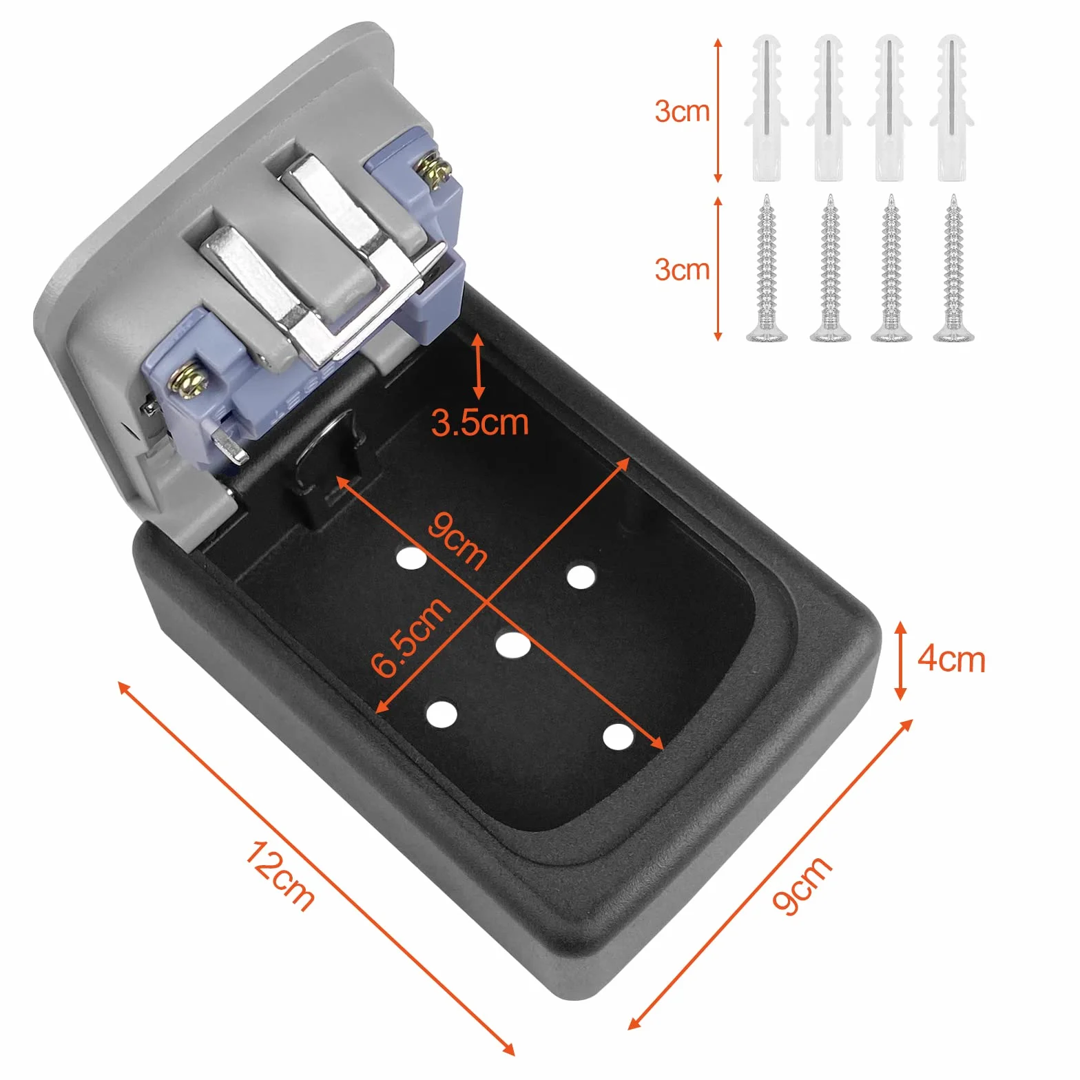 Newpop Caja de Seguridad para Llaves Código 4 Dígitos Impermeable Resistente Corrosión Pared Gris