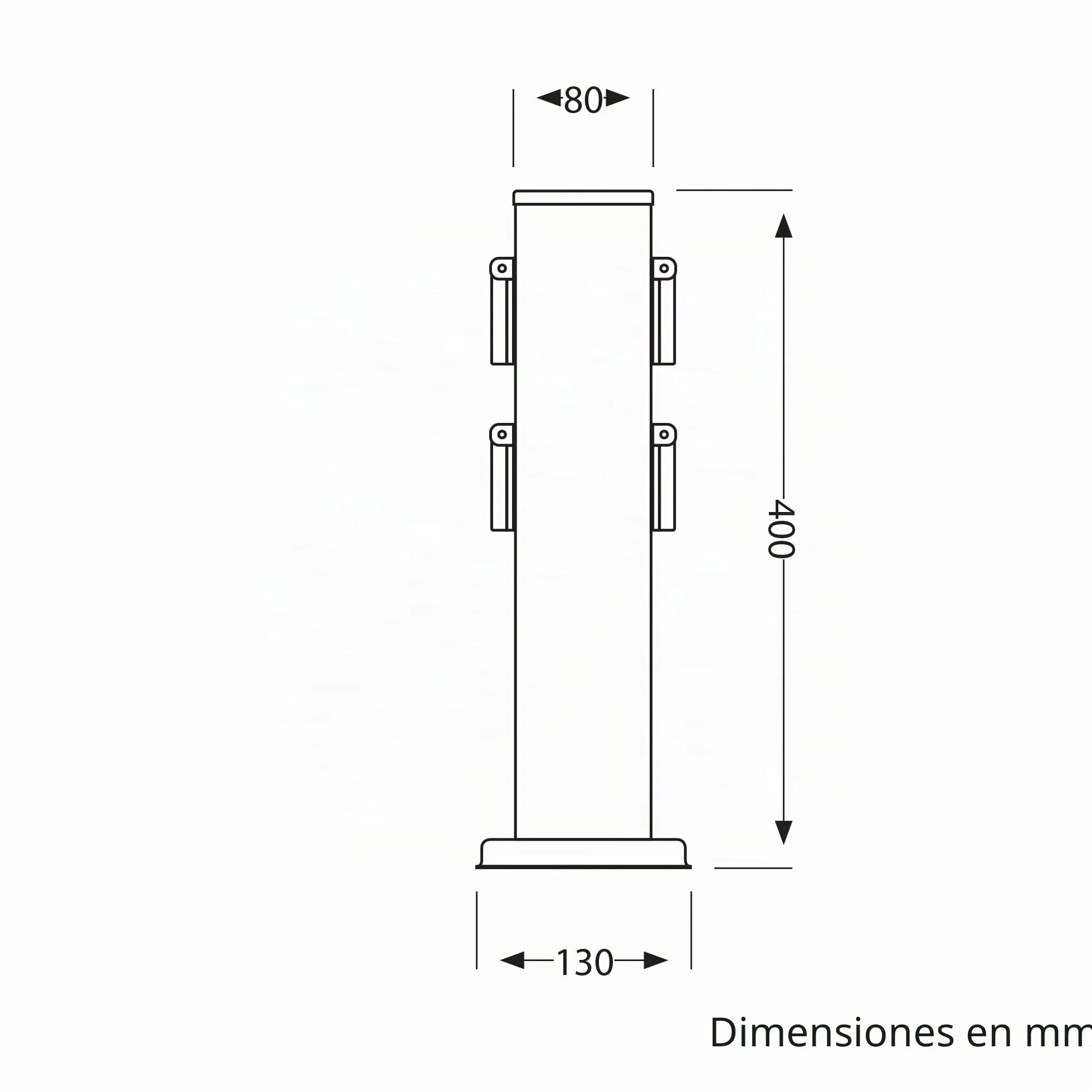 ledscom.de Zócalo de jardín Columna Polly para Exterior, IP44, 4 vías, Acero Inoxidable, Blanco, Cuadrado, 40 cm