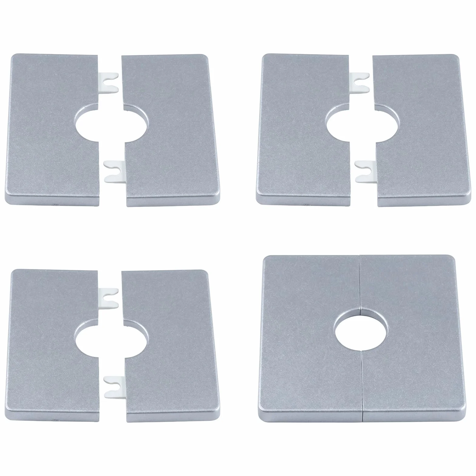 Placa de Pared Autoadhesiva para Agujeros, Roseta Mezclador Ducha 22mm, Tapa Tubería Radiador Cuadrada, Cromado Plateado, 4 Piezas