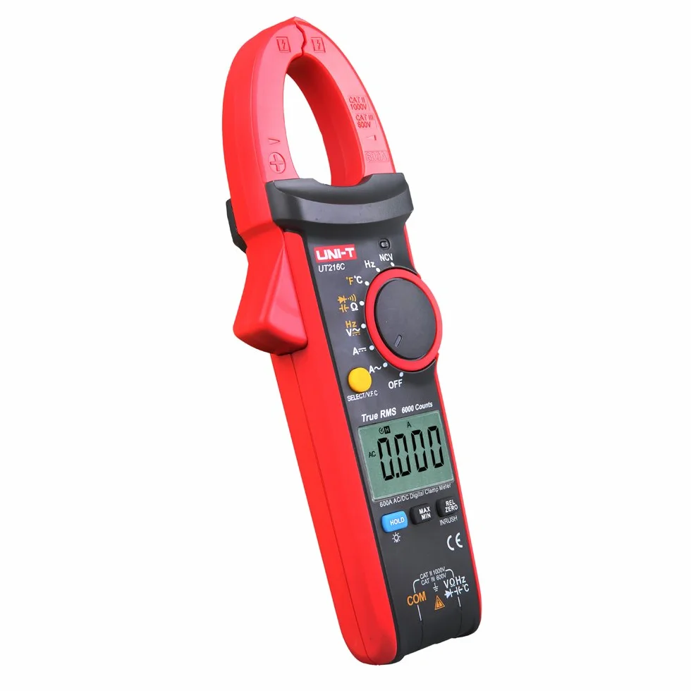 UNI-T UT216C 600A Pinza Amperimétrica Digital AC DC Multímetros de Rango Automático de Corriente NCV V.F.C Diodo LCD Probador de Temperatura de Linterna