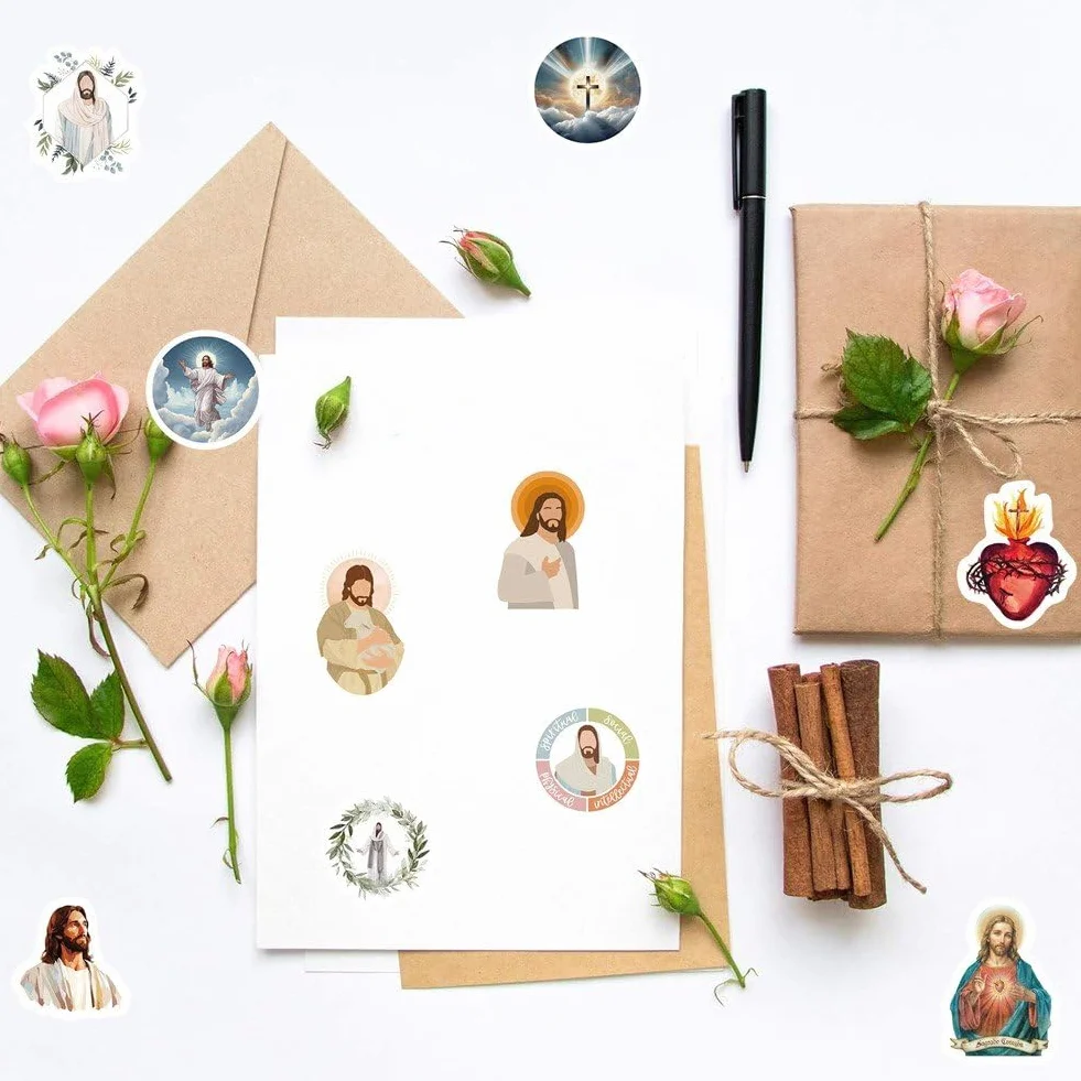 500 Pegatinas Cristianas de Jesús, Rollos de Sellos para Sobres con Versículos Bíblicos, Calcomanías Religiosas para Niños