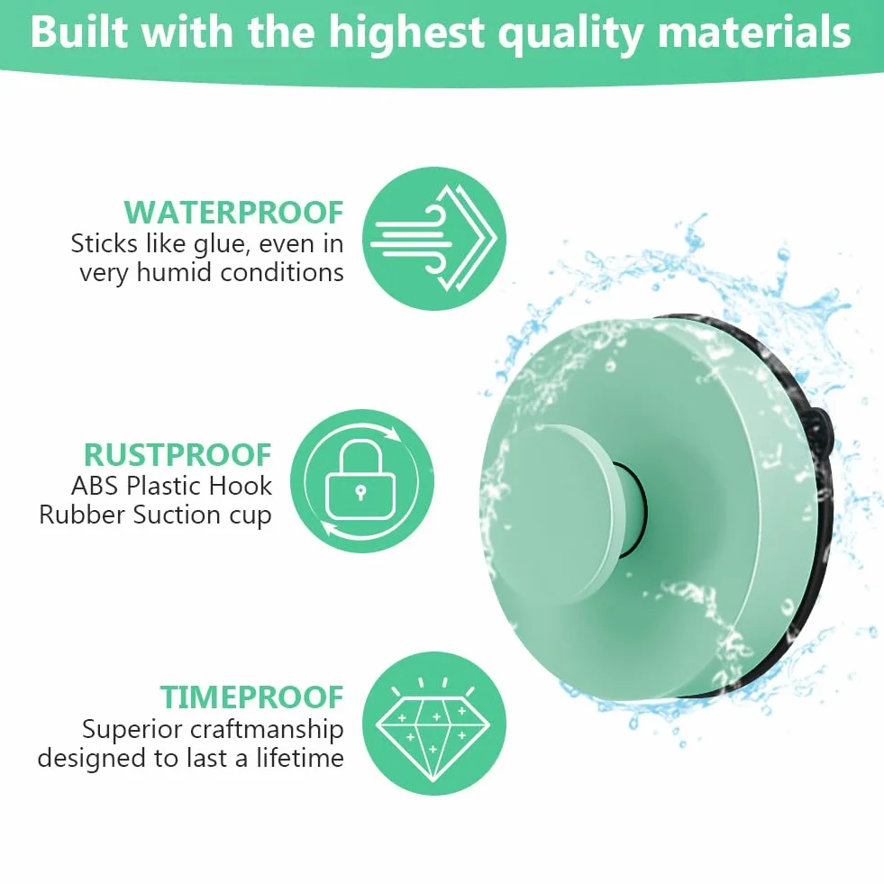 flintronic 2 Piezas Ganchos ventosa de Succión, Colgador Toalla baño, Gancho ventosa de Vacío, Pared sin Taladro Gancho de Pared para Colgar Llaves Abrigos Ropa Bolsos Ducha Acabado Cepillado, Verde