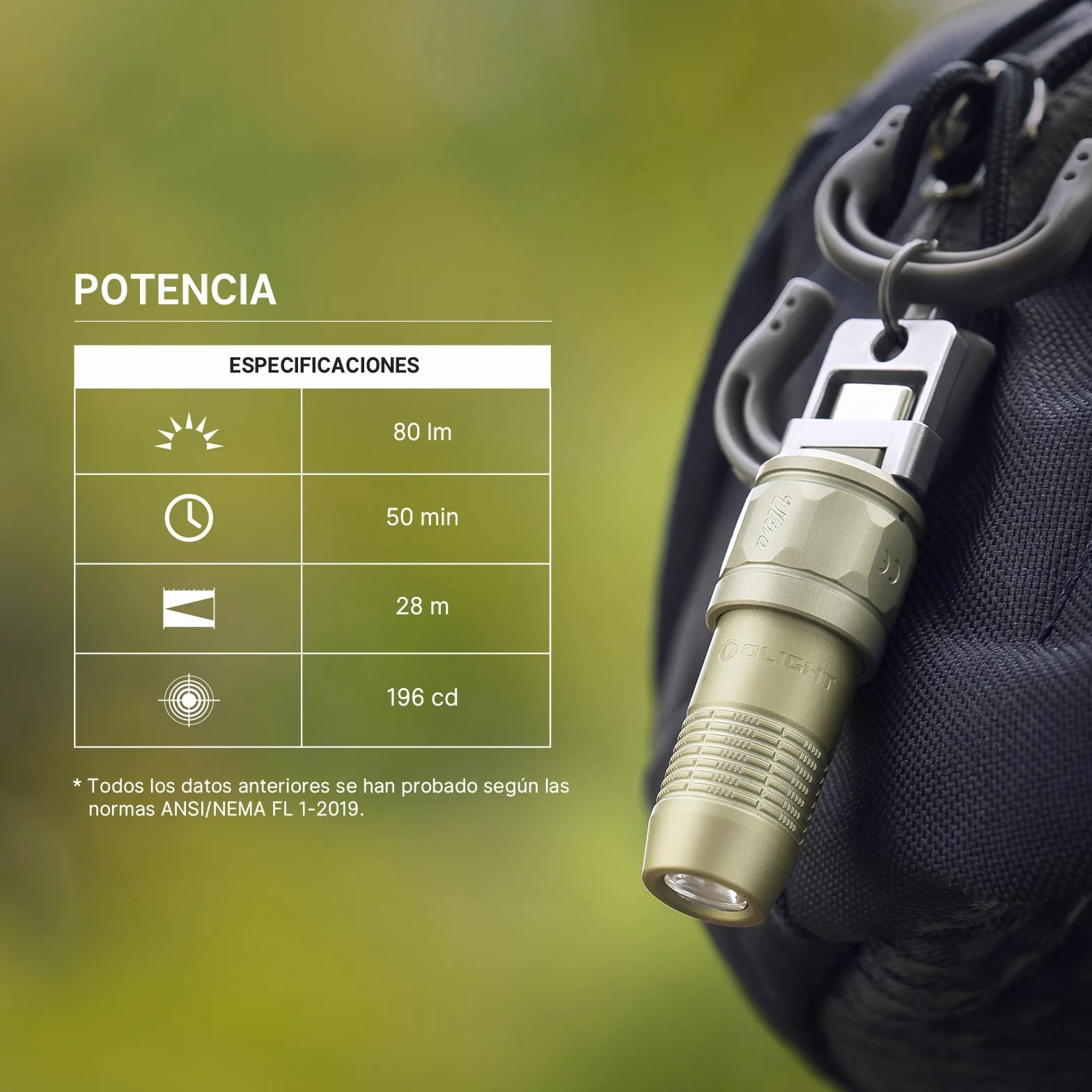 OLIGHT iUltra Linterna de llavero 80 lúmenes EDC Minilinterna USB-C Recargable con Base MagnéticaIntegrada, Linterna LED Compacta de Alto Rendimiento Para Uso Diario (Verde Oliva)