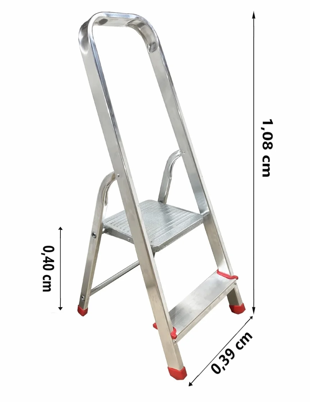 Escalera Plegable 2 peldaños Aluminio, Escalera de Tijera Resistente y Ligera, Antideslizante, Uso domestico, soporta hasta 150 kg.