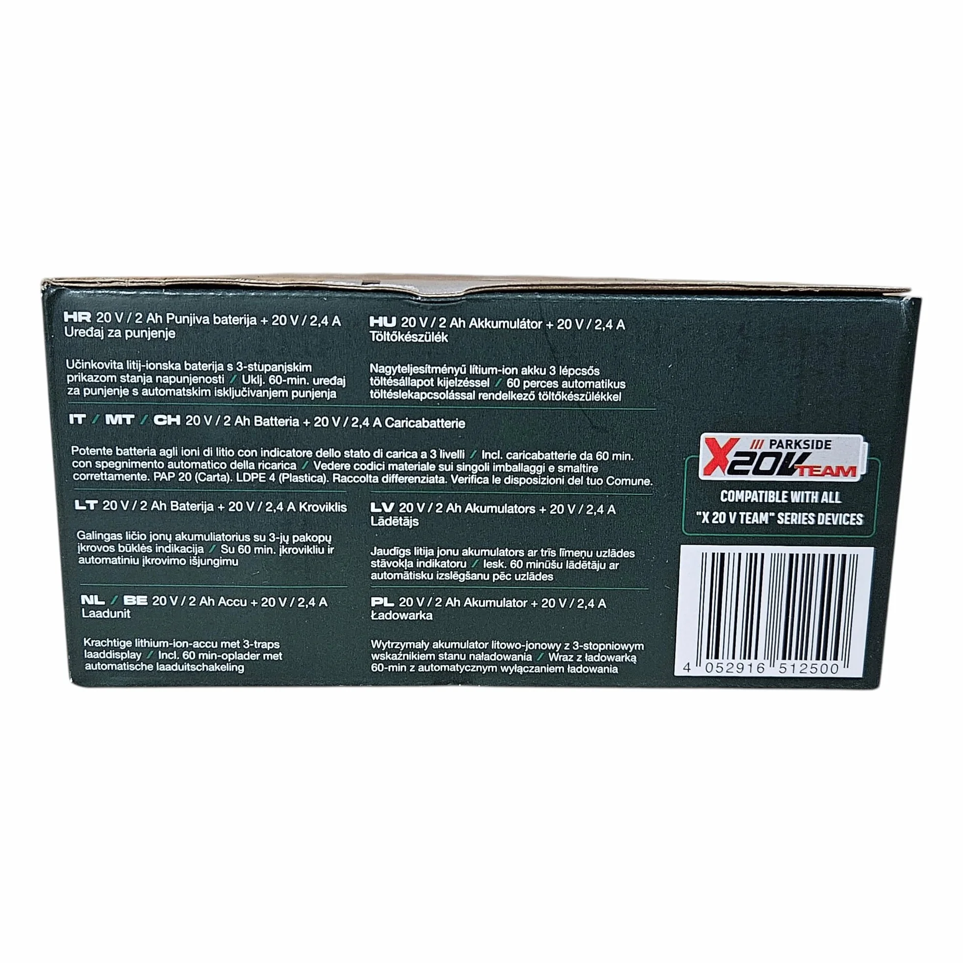 Park Side - Batería Parkside X20V Team 2 Ah y Cargador con Active Cell Balancing