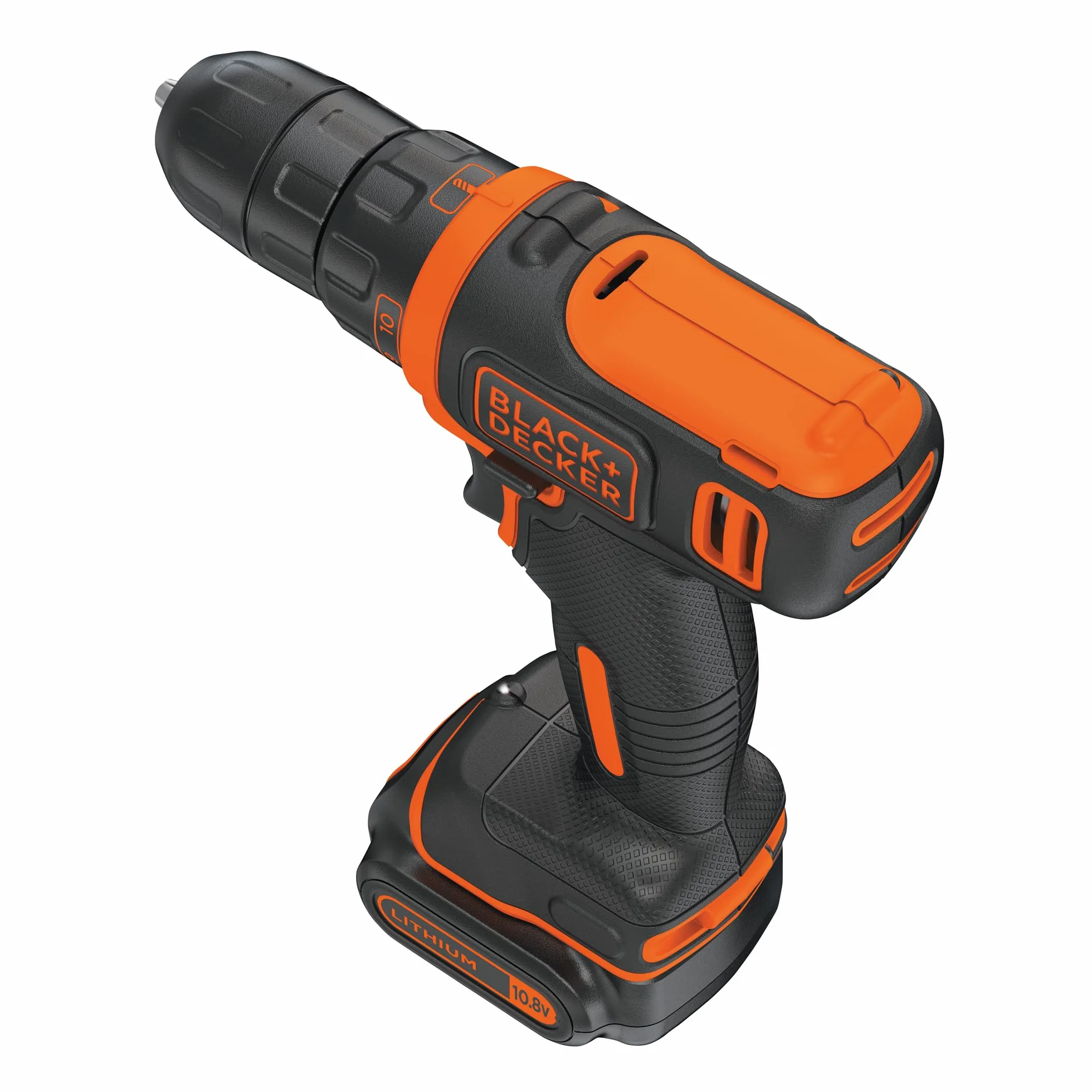 BLACK+DECKER Taladro atornillador inalámbrico ultracompacto, con luz de trabajo LED, batería Li-Ion de 10.8V y cargador, BDCDD12-QW