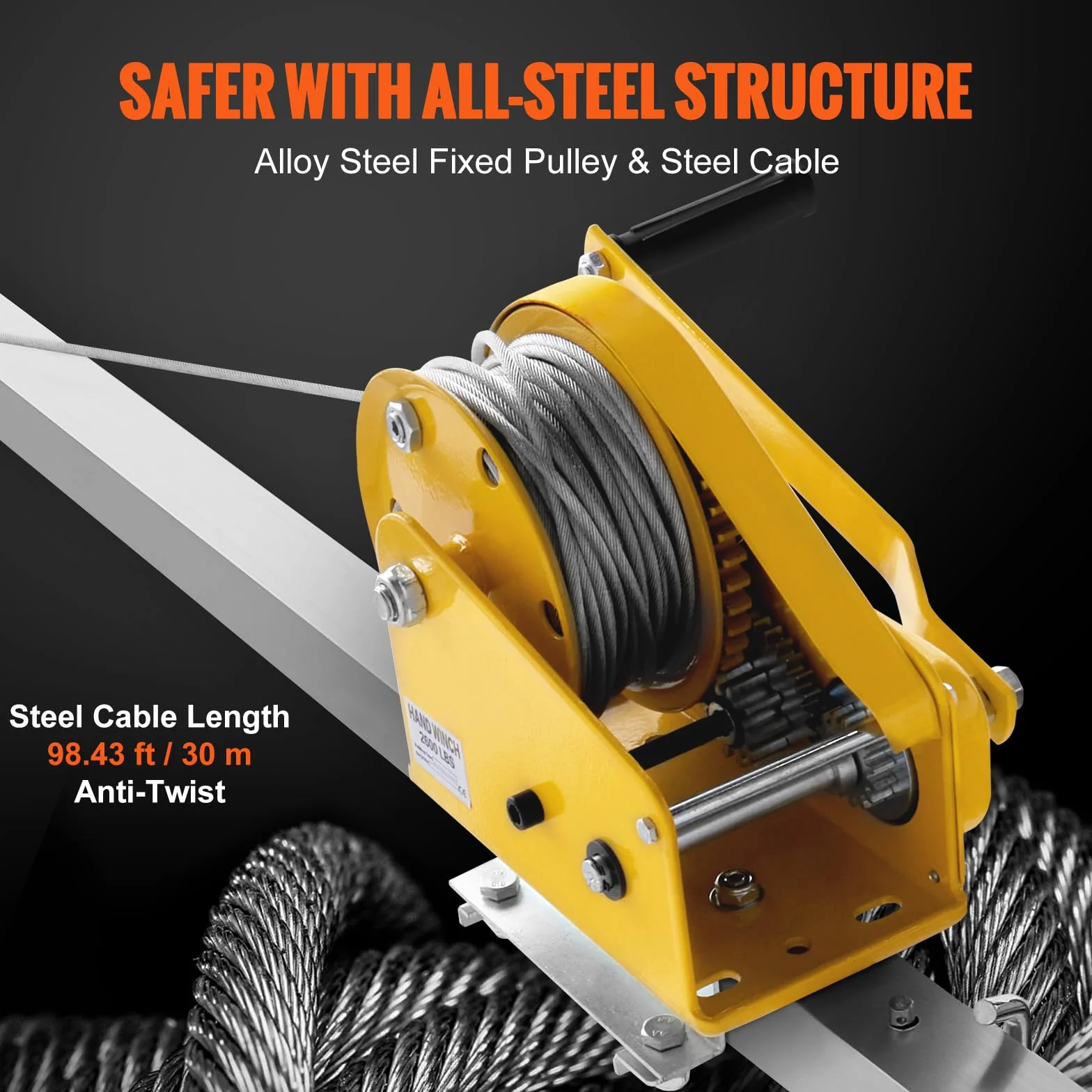 VEVOR Kit de trípode para espacios confinados, trípode de rescate de 2500 lbs, patas de 1,6 a 2,45 m, cable de 30 m, protección contra caídas de 32,8', arnés, bolsa de almacenamiento