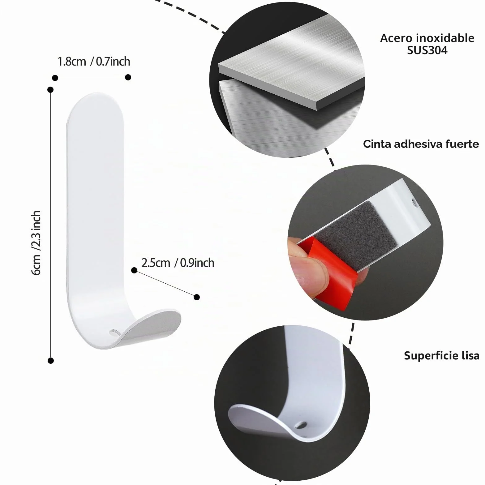 Feligio Ganchos Adhesivos Para Pared 12 Piezas, Colgadores Adhesivos Resistentes Sin Taladro de Acero Inoxidable, Colgador Toalla Baño Adhesivo Impermeable, Para Cocina Dormitorio, Blanco