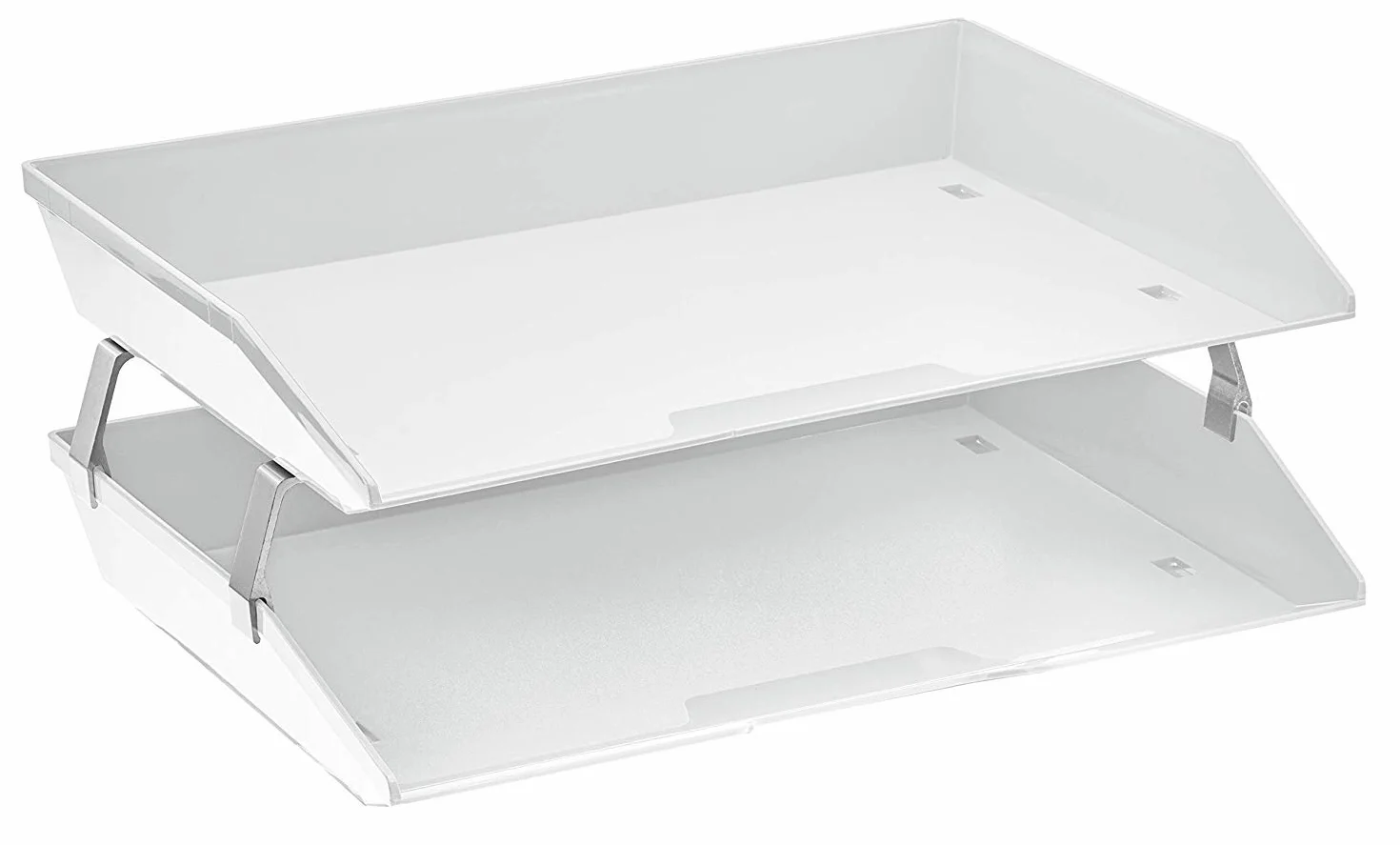 Acrimet Bandeja de 2 Niveles para Cartas Carga Lateral A4, Organizador de Archivos de Escritorio, Plástico Blanco