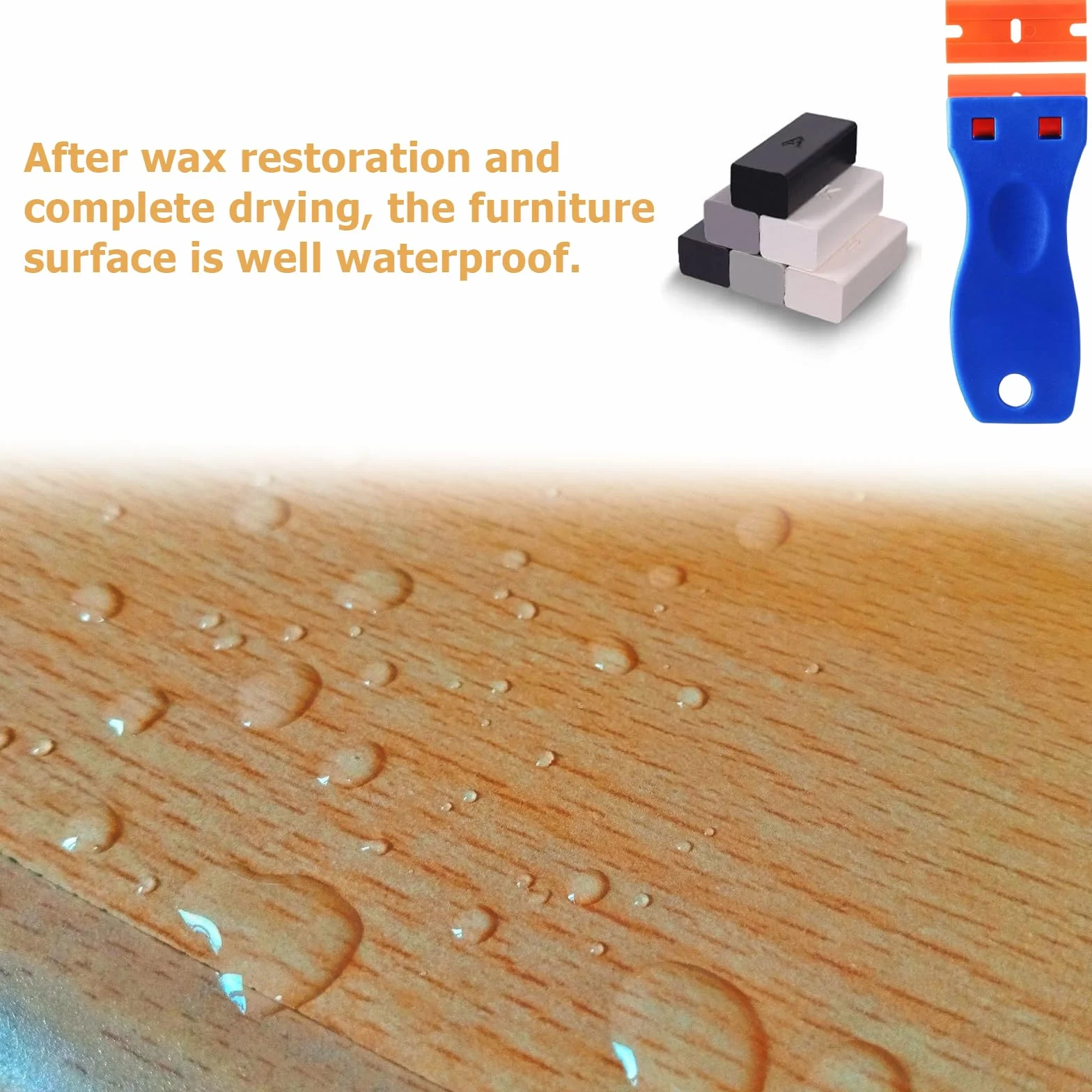 Juego de reparación de cera de 6 piezas: cera de reparación de muebles con espátula y rascador, cera dura, baldosas, parqué, azulejos, roble, cera de madera para arañazos, agujeros, reparación