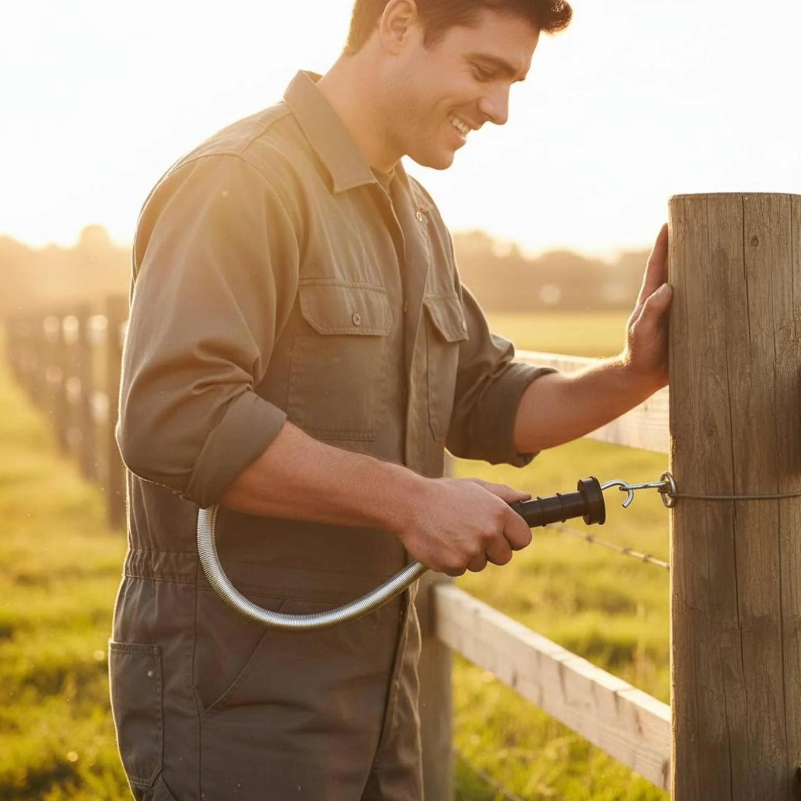 predolo Accesorio de Cercado Alta Resistencia Mango Aislante para Ganaderos, Agricultores, Pastizales, Resorte De Puerta De Valla Eléctrica Con Mango, Modelo AB-16