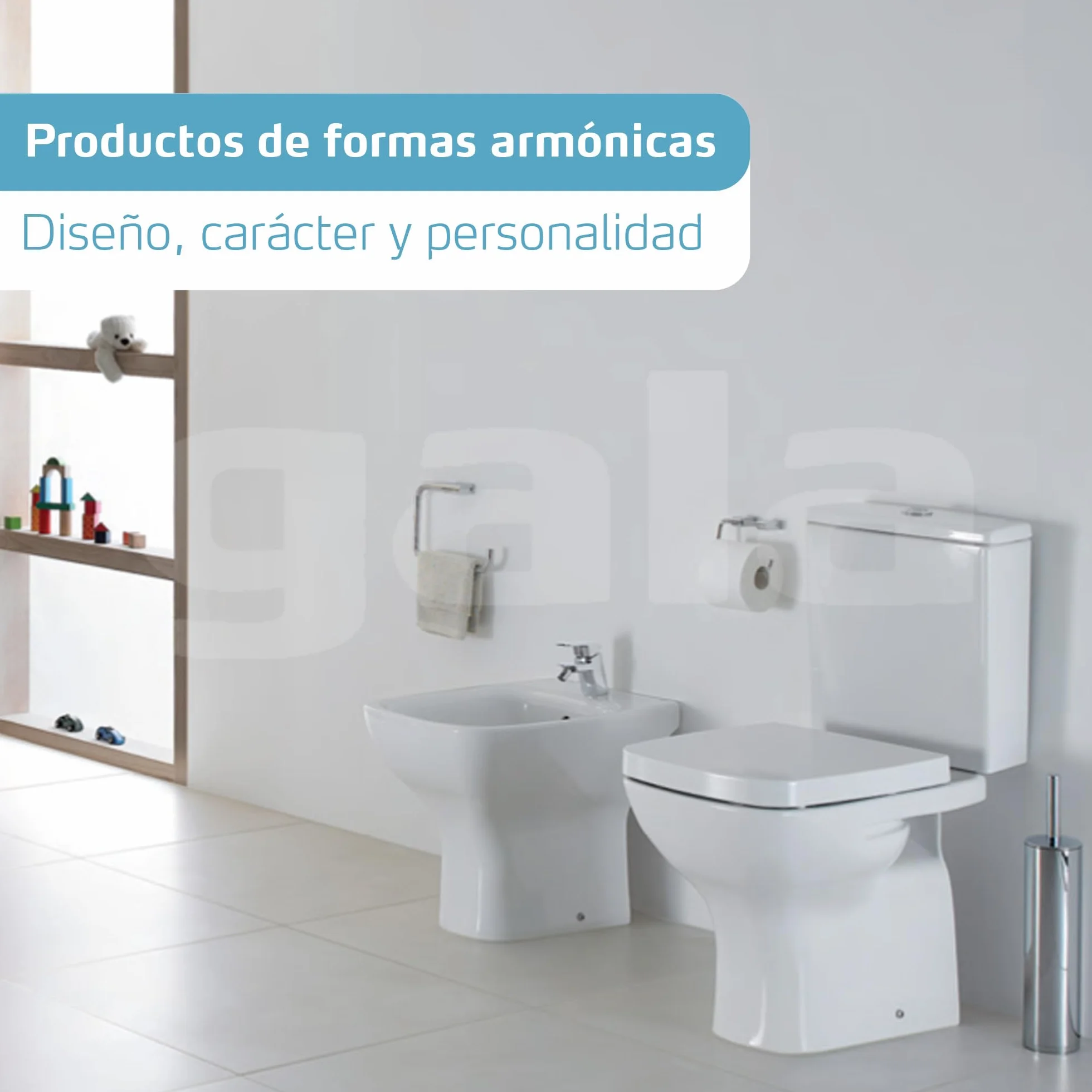 Gala Nila – Asiento Fijo para el Inodoro, Incluye Kit de Fijación y Bisagras de Acero Inoxidable, en Forma D, Color Blanco, Medidas 37.4 x 4.8 x 47.4 cm – Modelo G5138201