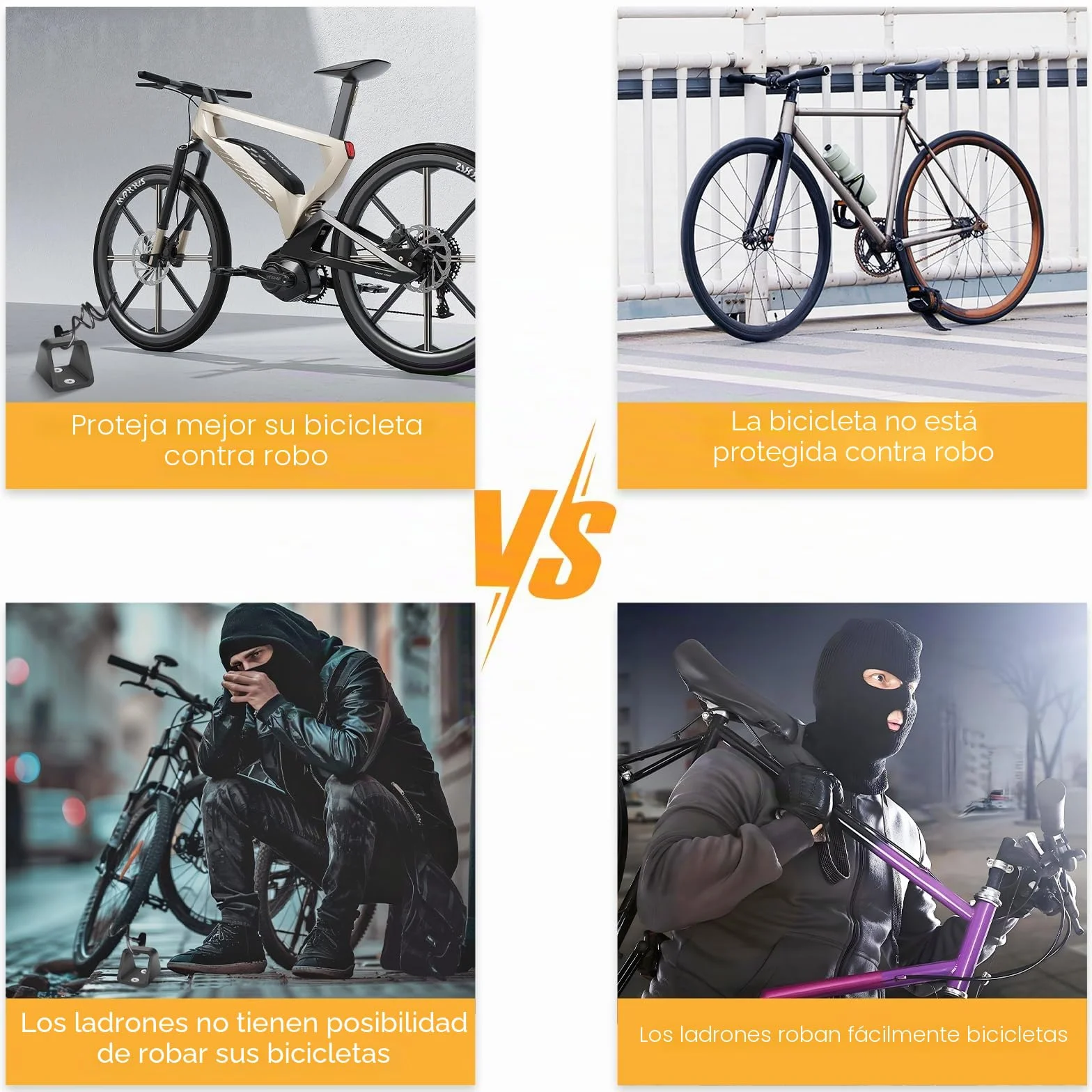 Anclaje de pared para bicicleta de acero de 5 mm de grosor, antirrobo, para bicicletas, con 4 juegos de tornillos de acero inoxidable 304, anclaje de pared estable