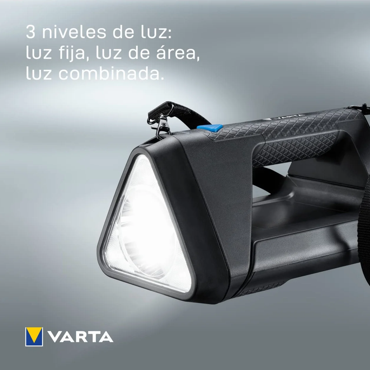 Varta 18684101401 Lámpara de Mano Flexible, 3600 W, Negro, Talla Única | Lámpara de trabajo con 3 modos de luz, 550 lúmenes, IPX4, micro USB, foco para iluminación específica