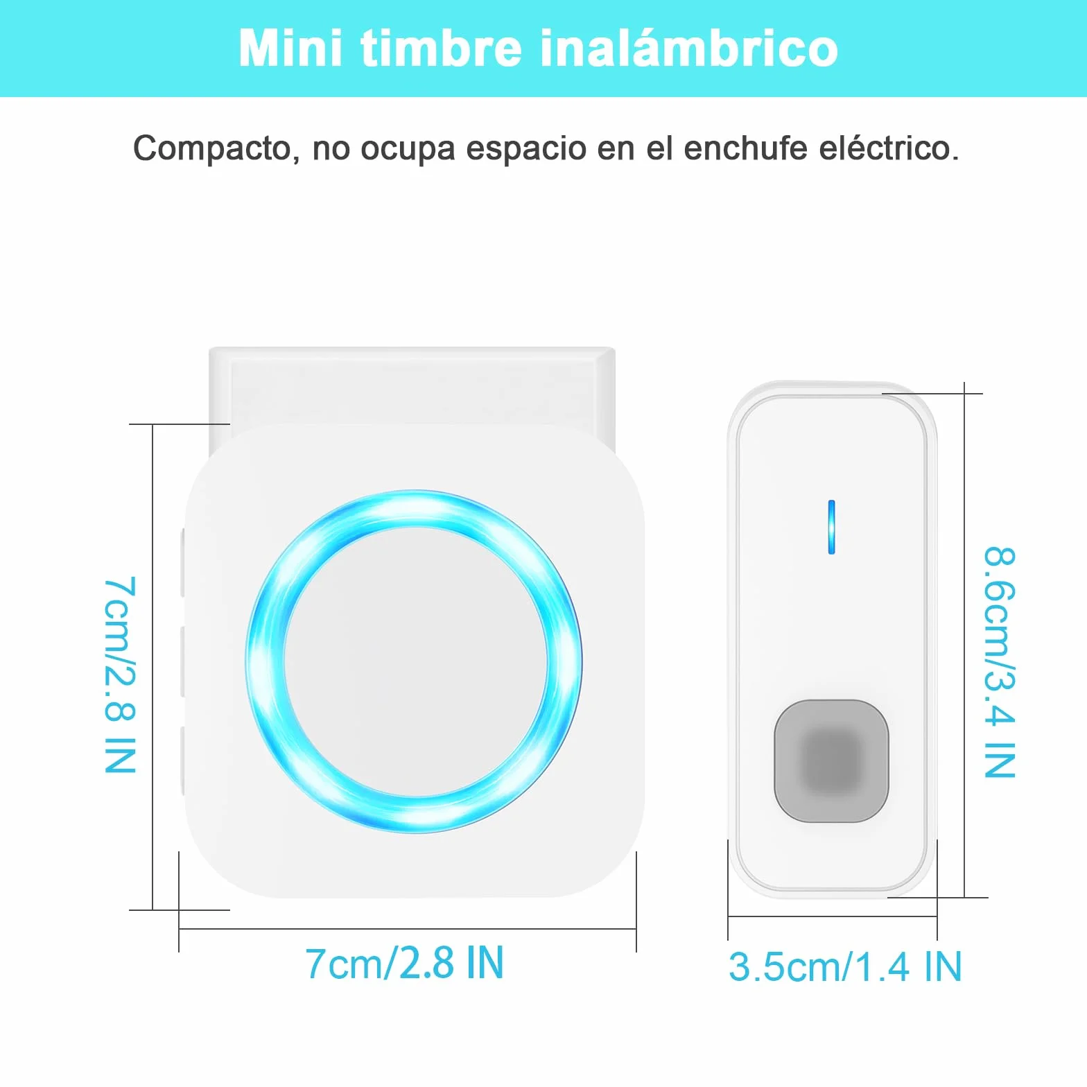 AIMAX Timbre Inalámbrico con 1 Emisor y 1 Receptor, Alcance de 400 m, IP55 Impermeable, 5 Niveles de Volumen / 55 Melodías, Apto para Interior y Exterior, Blanco
