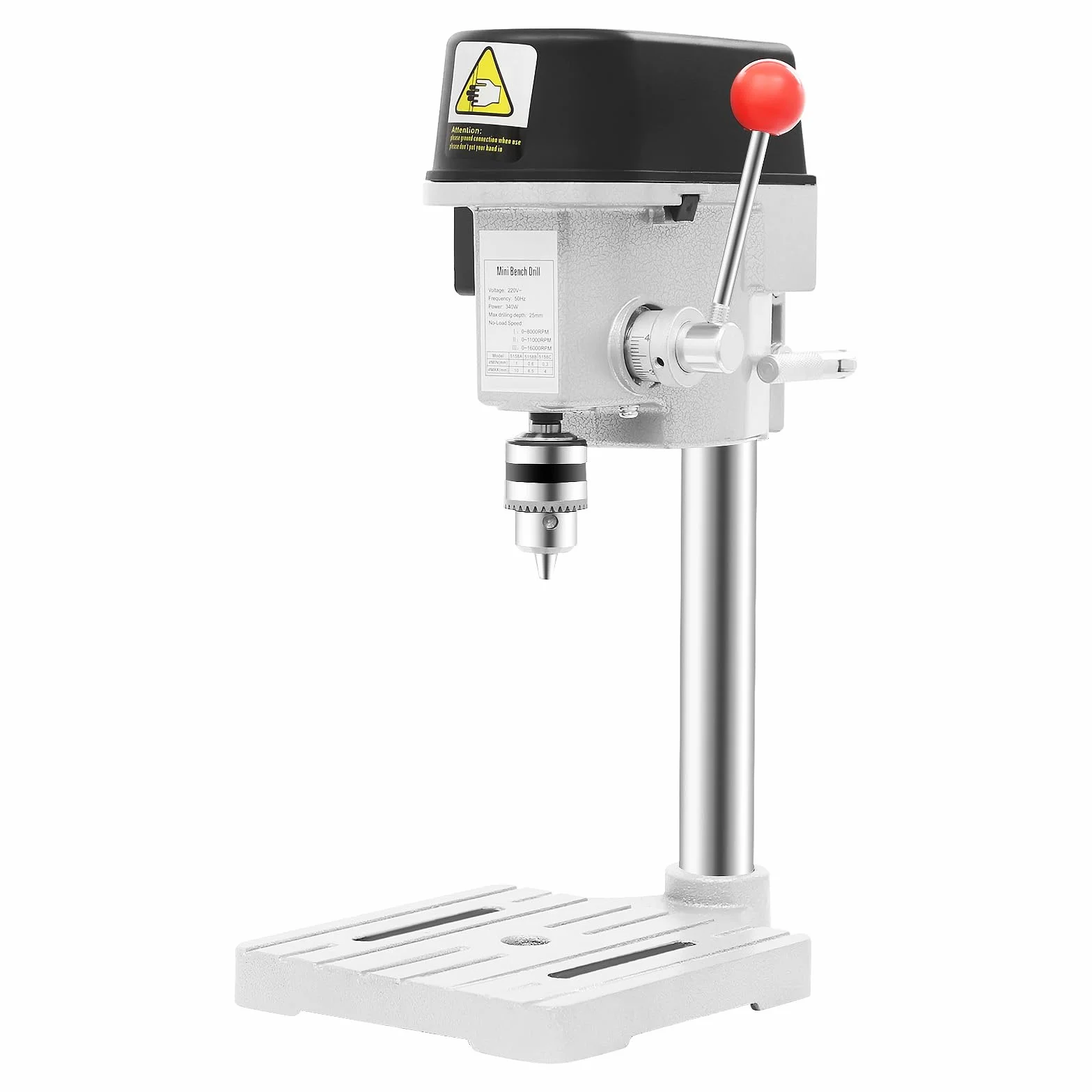 Mini taladro de columna, 220V 350W Mini Bench Taladro Prensa Máquina De Perforación Portátil Velocidad Rehlable, Taladro De Banco De Trabajo Disponible Para Madera, Plástico, Aluminio