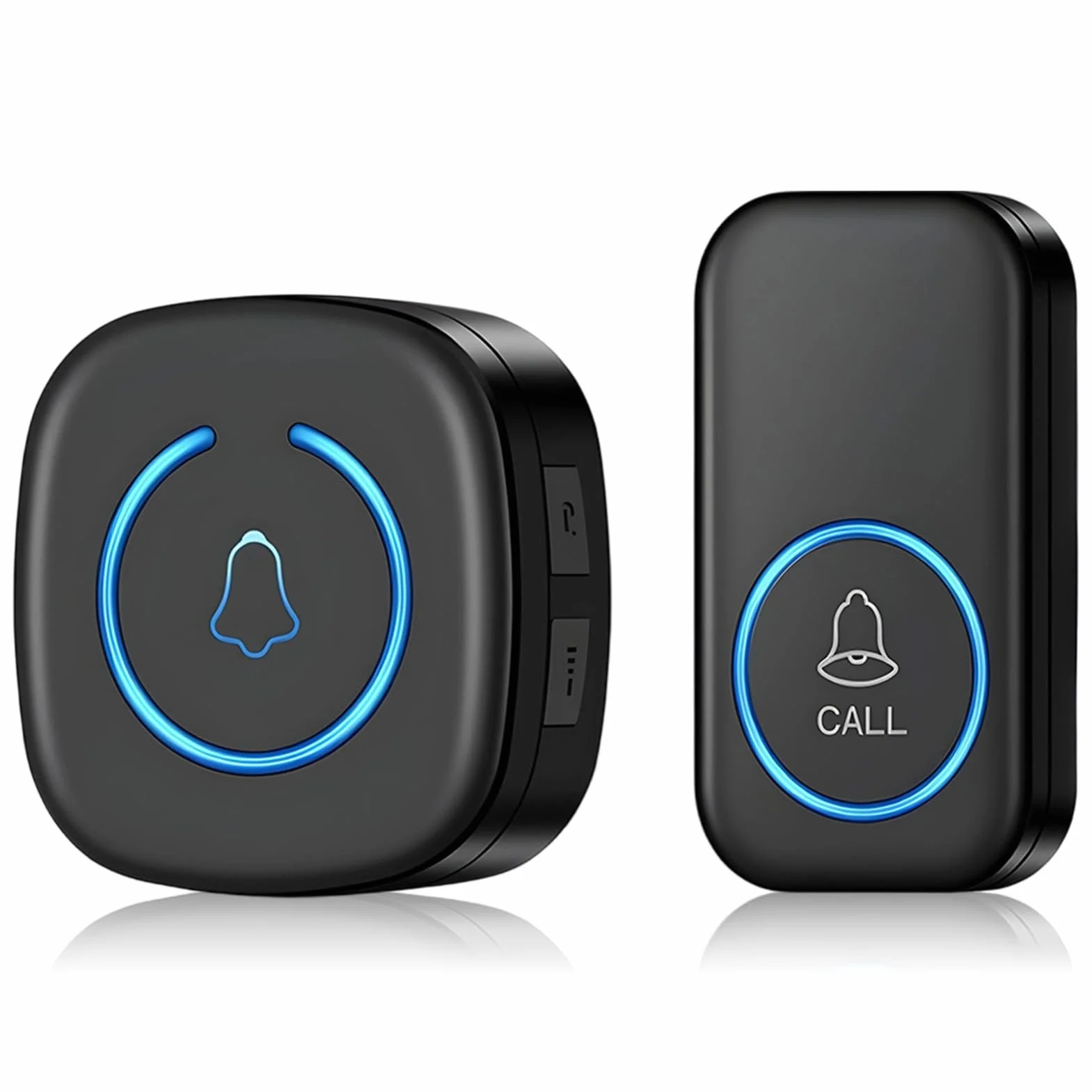 Timbre Inalámbrico Exterior Impermeable 60 Melodías 5 Niveles Volumen Kit Doorbell 1 Receptor 1 Botón LED 300m Alcance Negro