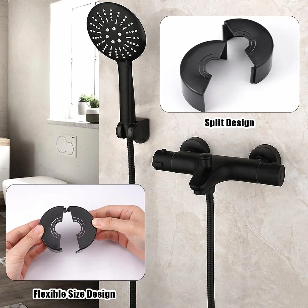 Grifo de Ducha Roseta Negro 4 Piezas, Rosetas Ajustables para Grifería y Radiadores, Diámetro Interior 25 mm