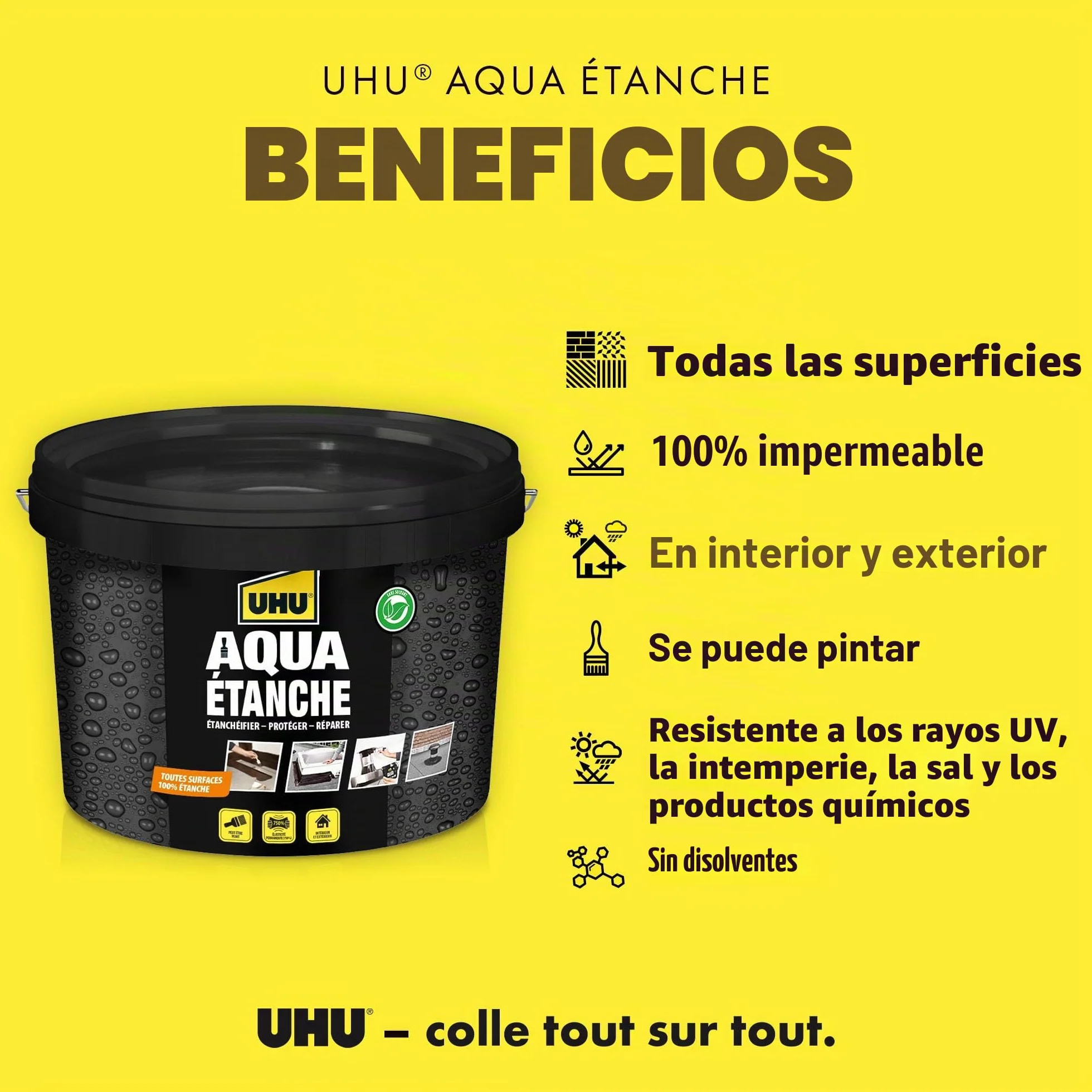 UHU Caucho Líquido - Revestimiento a base de caucho para sellar, proteger y reparar de forma estanca.Sin disolventes. 2,5 l