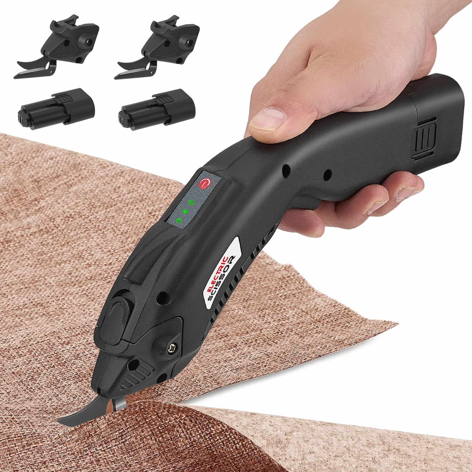 tijeras electrica costura 2pcs 2500mAh batería recargable tijeras eléctricas 6,000RPM Tijeras Electricas Costura con 2 Cuchillas DIY Para Cartón Cuero Alfombra PVC...