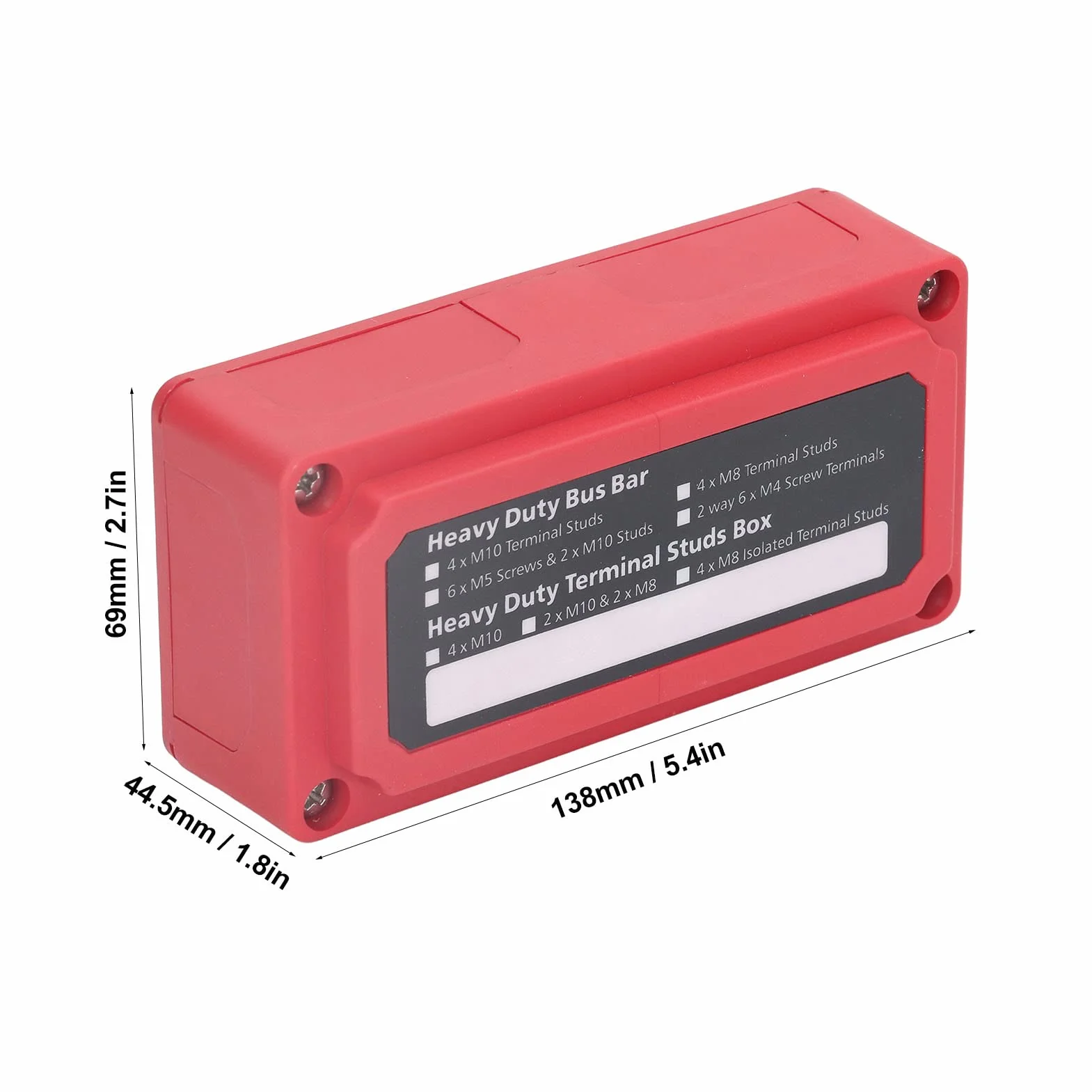 Gugxiom Bloque de Terminales de Barra de Bus de 48 V 300 A CC, Caja de Barra de Bus, Bloque de Distribución de Energía, Barra de Bus de Terminal de Tornillo M8, Diseño de Tipo de Ventana (Rojo)