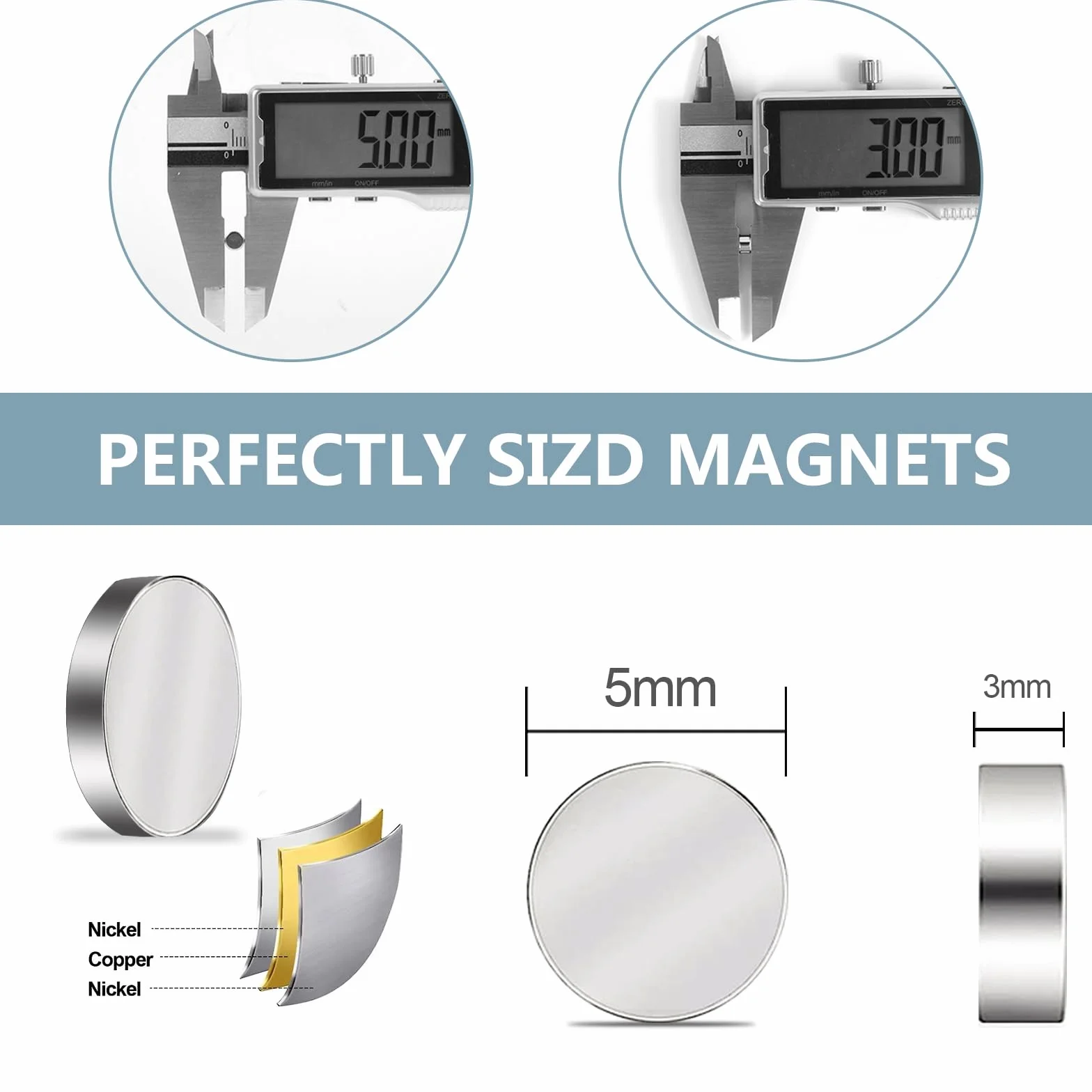 Imanes Fuertes de Neodimio de Disco 5x3mm 120 Piezas Imán Redondos de Tierra RARA Potentes y Pequeños