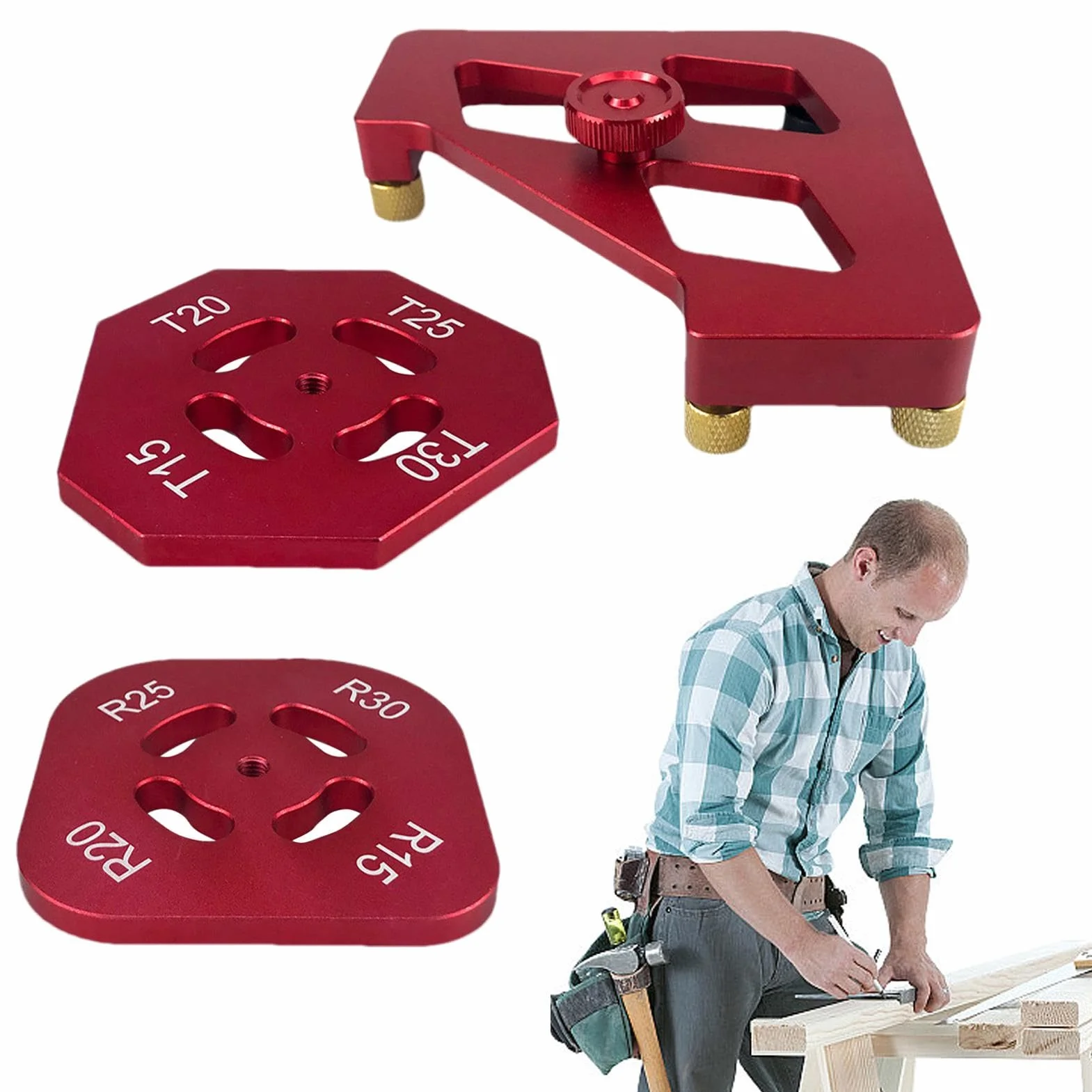 Plantillas de radio de esquina redonda para carpintería, 3 plantillas de esquina curvadas de aleación de aluminio, accesorios de enrutador, esquina redonda para un corte preciso y eficiente