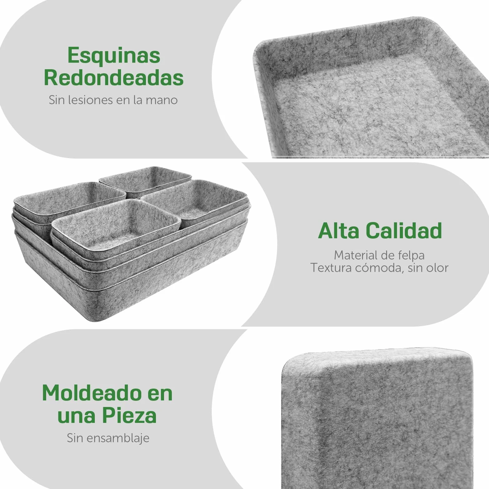Captainfive organizador de cajones 20 piezas cajas apilables de fieltro para escritorio armario