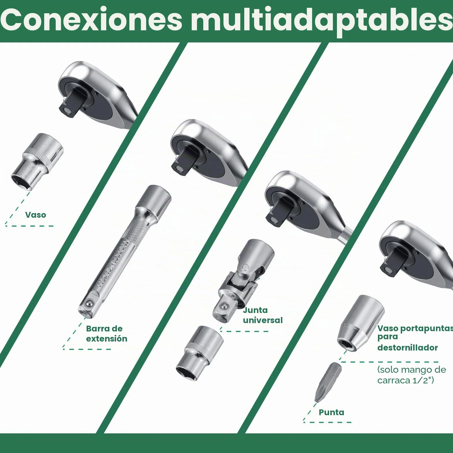 Ginour Juego de Vasos y Llaves de Carraca 138 Piezas 1/4" y 1/2" | Incluye vasos de acero CR-V, puntas, extensiones y adaptadores para reparación de automóviles, mantenimiento y bricolaje.