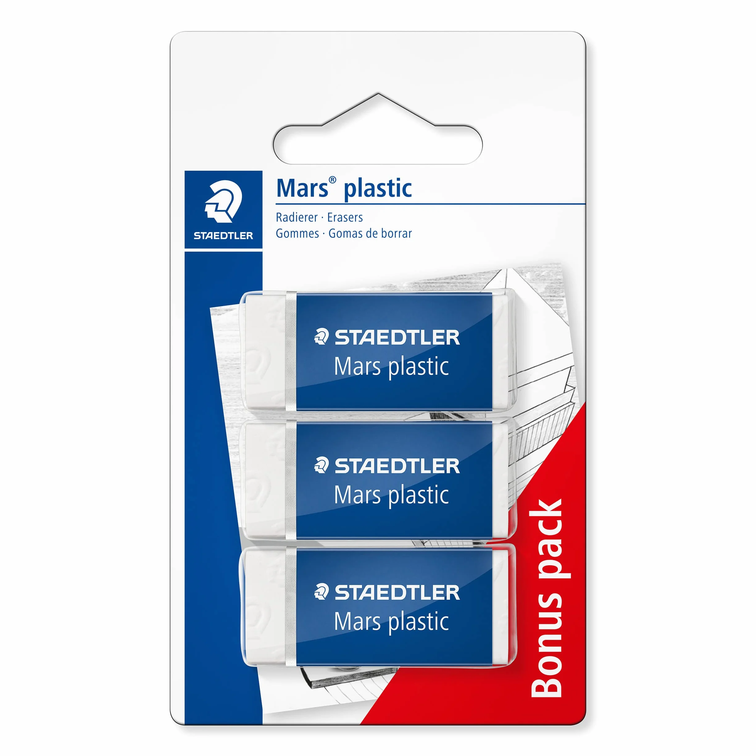 STAEDTLER Mars Plastic Gomas de borrar 3 unidades blanco