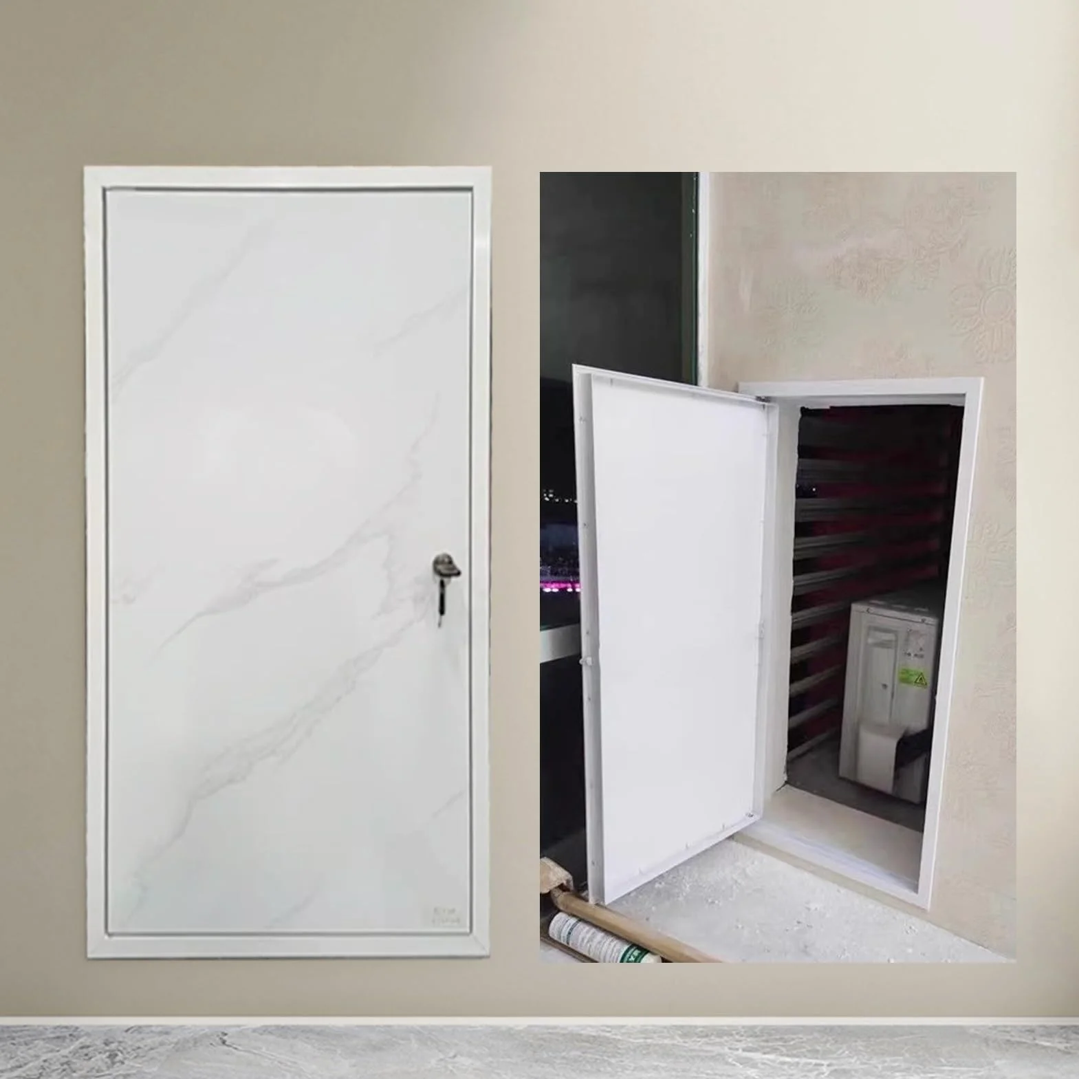 Puerta de Inspección Puerta de Acceso Empotrada con Cerradura, Mármol, Puerta de Servicio con Panel de Acceso, Tapa de Orificio de Pared para Cableado/cables/HVAC, Puerta de Inspección Metálica(40x40c