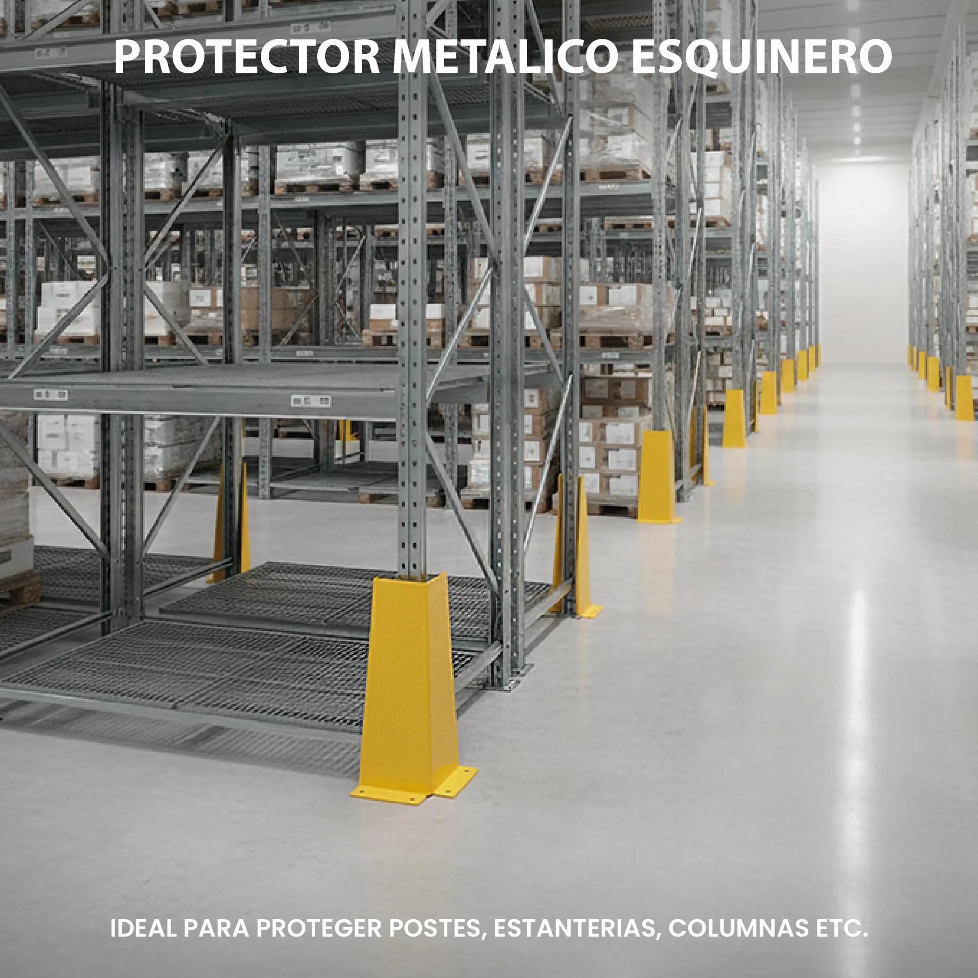 Protector Metálico Esquinero para Almacenes y Parkings | Protege Postes, Estanterías y Columnas | Acero Alta Visibilidad 400 mm | Protección Industrial Antigolpes con Fijación Segura al Suelo
